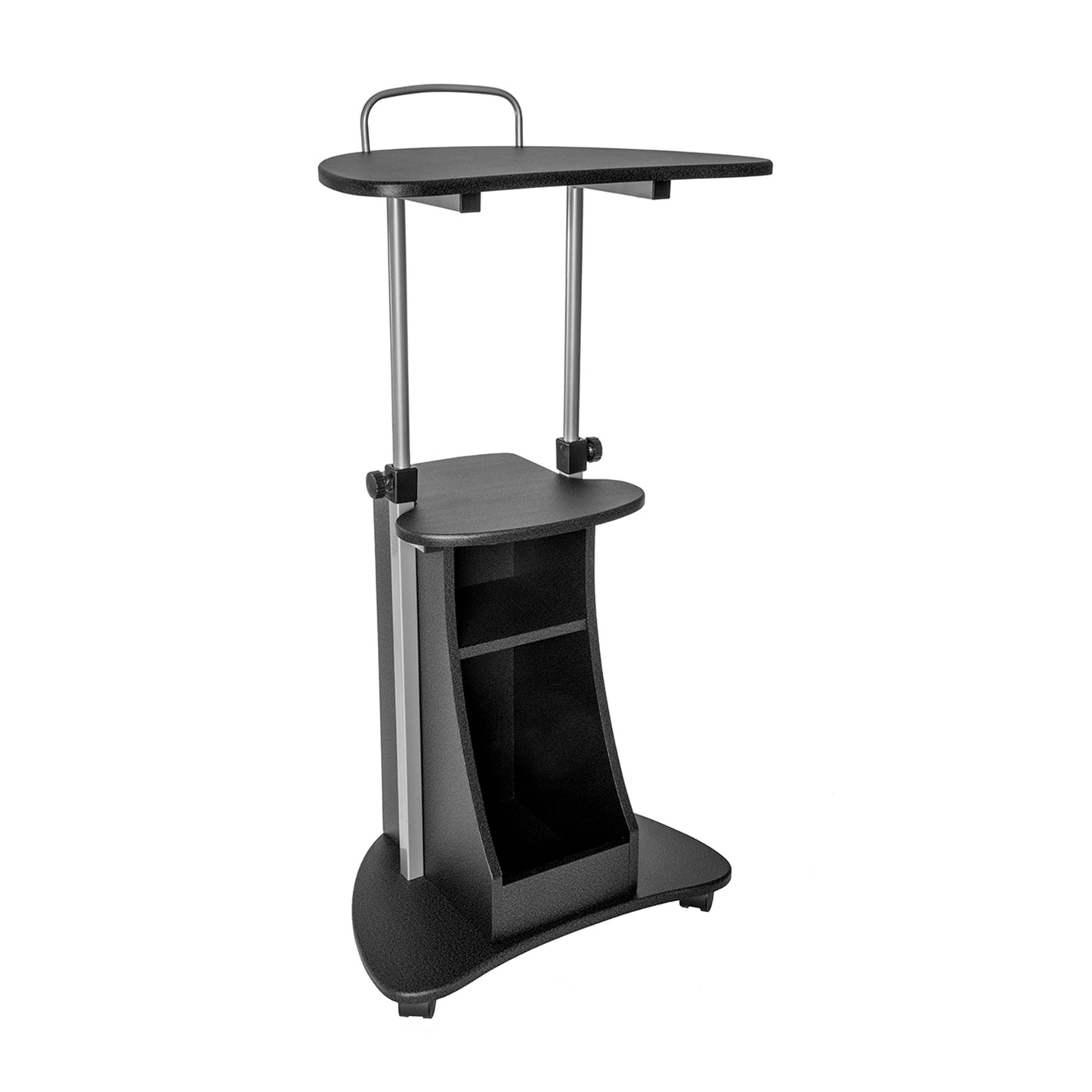 Techni Mobili Carrito para Laptop de Altura Ajustable con Ruedas de Sentado a de Pie con Almacenamiento, Grafito, RTA-B002-GPH06