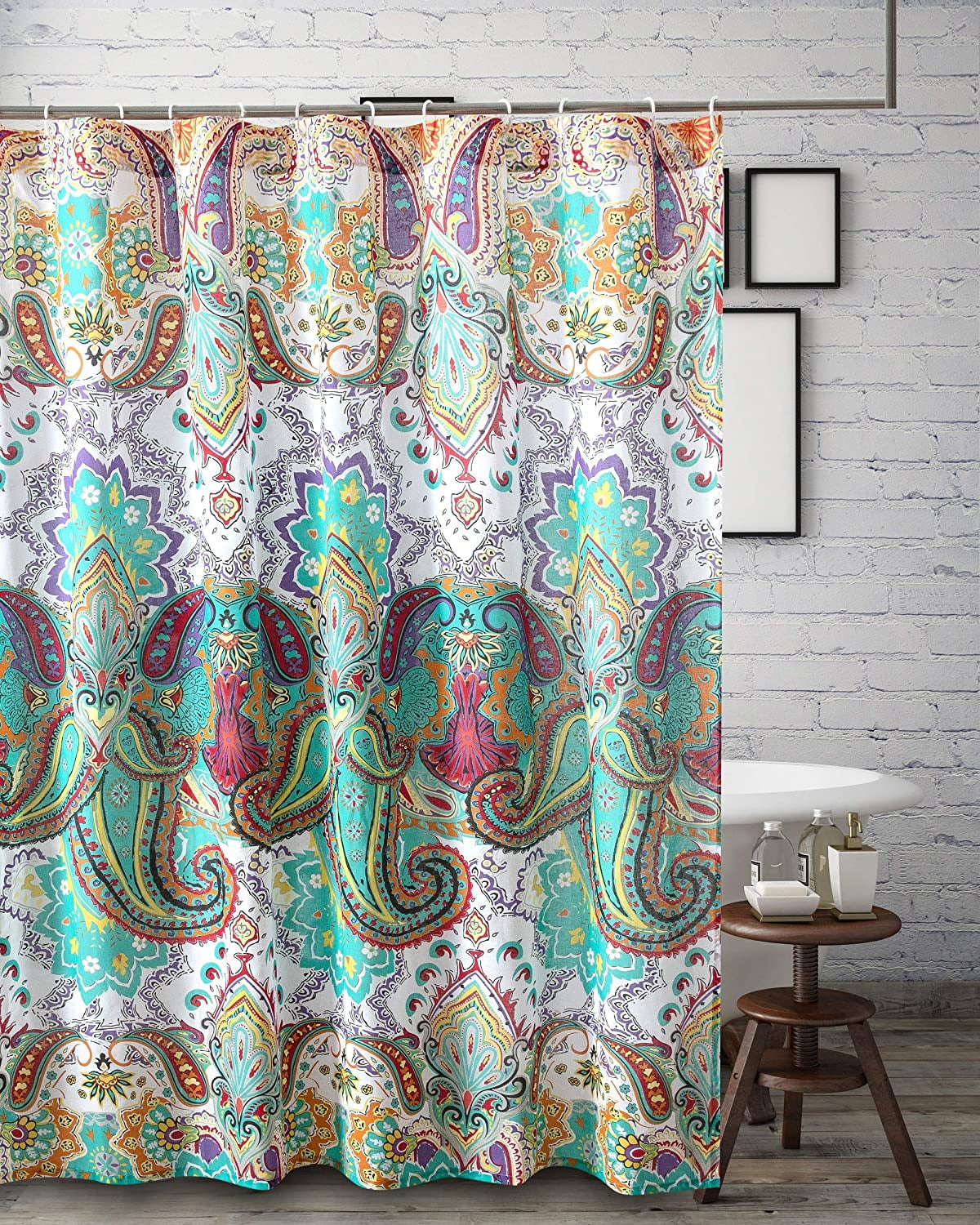 Greenland Home Fashions Nirvana Paisley/Indian Paisley/Mandala Polyester Shower Curtain, 72" x 72"