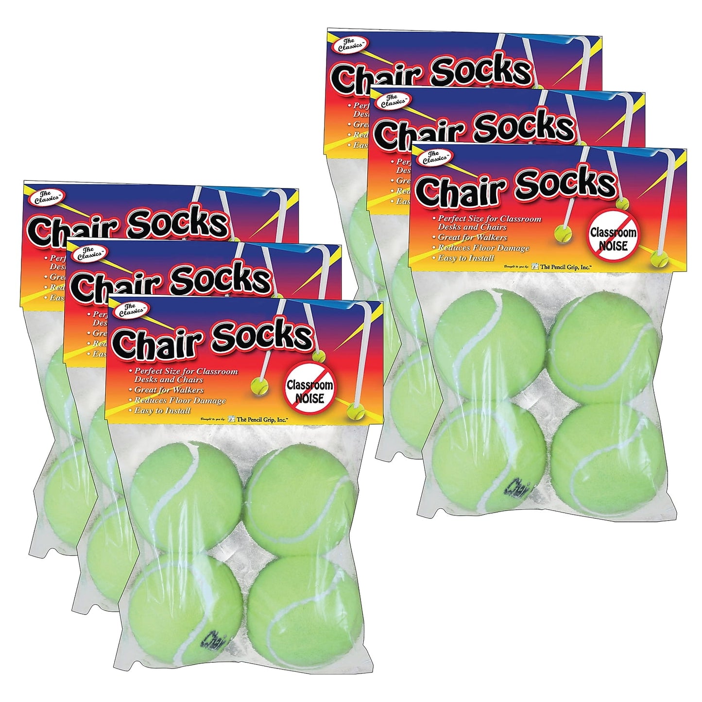 The Pencil Grip Chair Socks, Yellow, Pack of 4