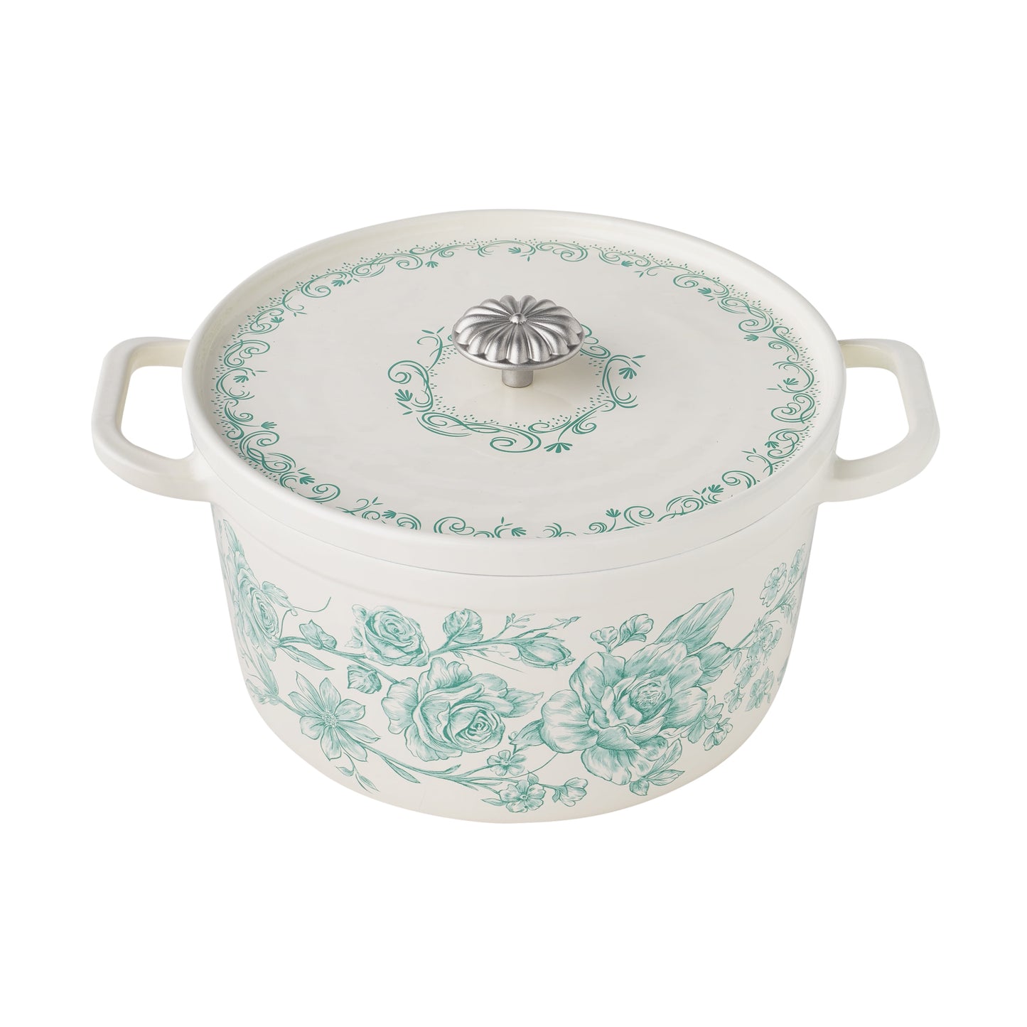 The Pioneer Woman Agatha Enameled Cast Iron 5-Quart Dutch Oven, Green Floral