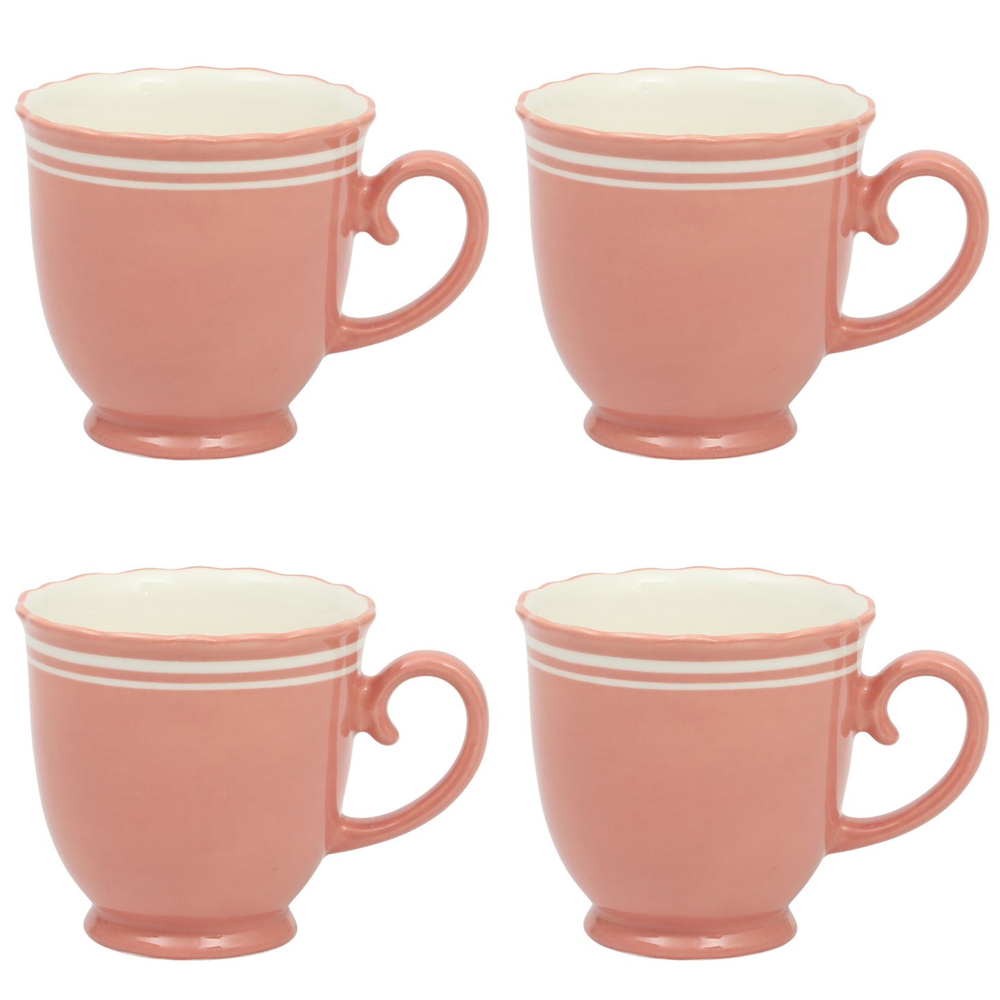 The Pioneer Woman Ainsley Ceramic Mug Set, Coral, 4-Pack