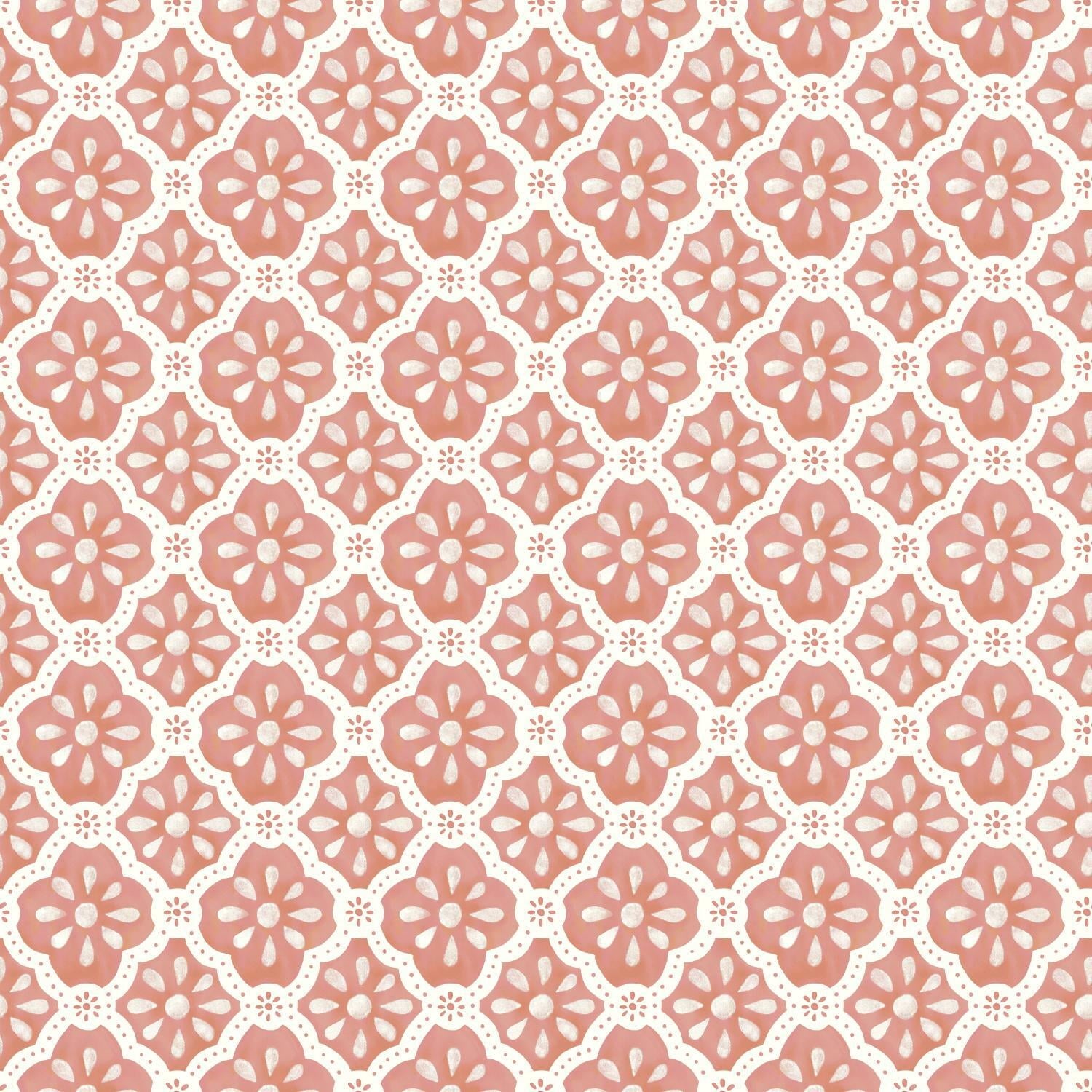 The Pioneer Woman Pink Salmon Washy Trellis Peel and Stick Wallpaper, 18" x 18.86'