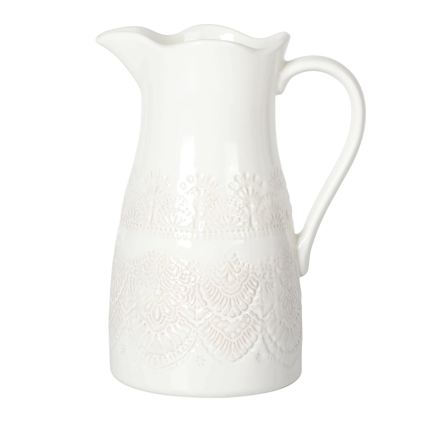 The Pioneer Woman Vintage Lace Linen 9-inch Ceramic Pitcher