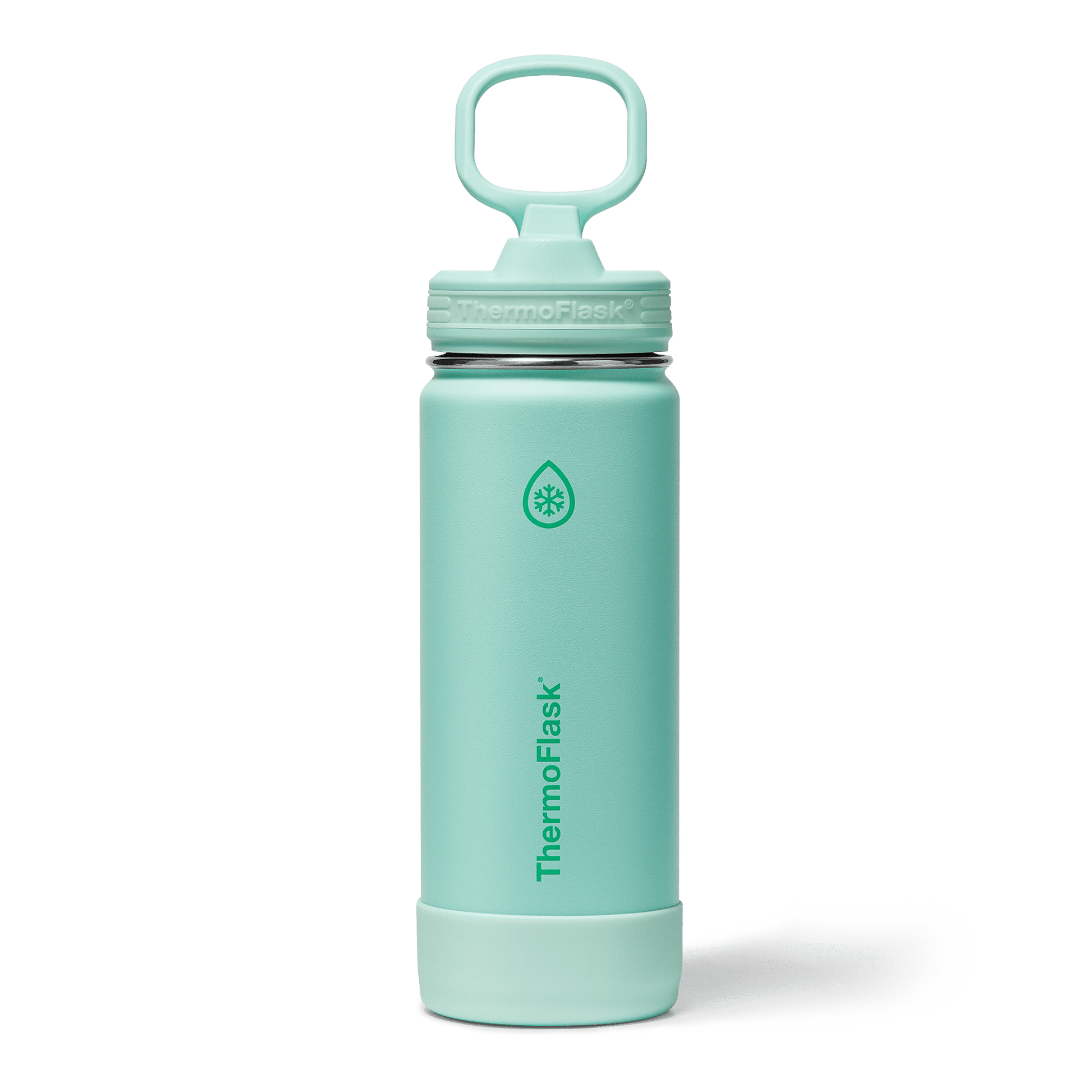 ThermoFlask 18 oz Kids Glow-In-The-Dark Insulated Stainless Steel Water Bottle, Leakproof Straw Lid, Retro Blue