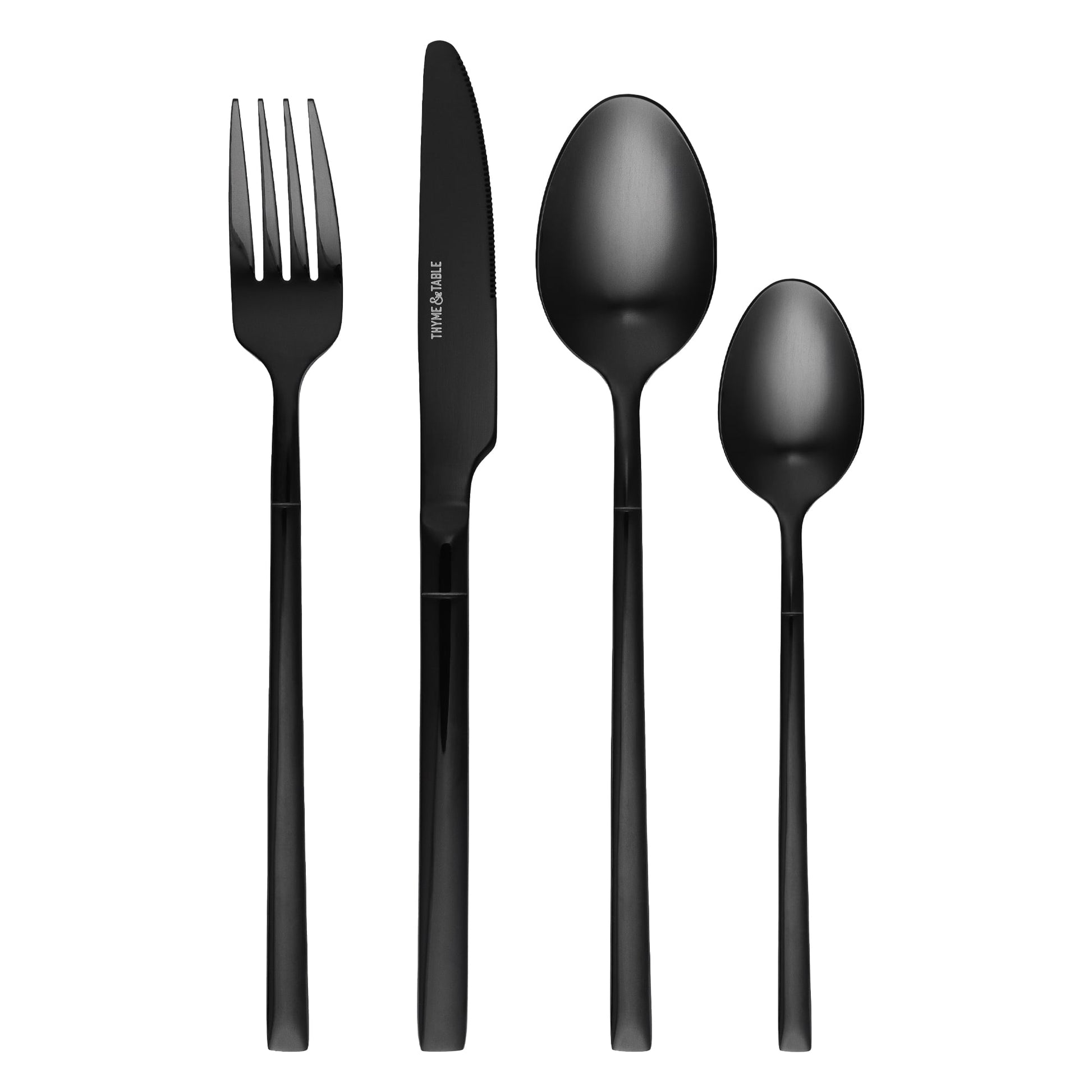 (3 pack) Thyme & Table Arden 16 Piece Black Stainless Steel Flatware Set, Service for 4