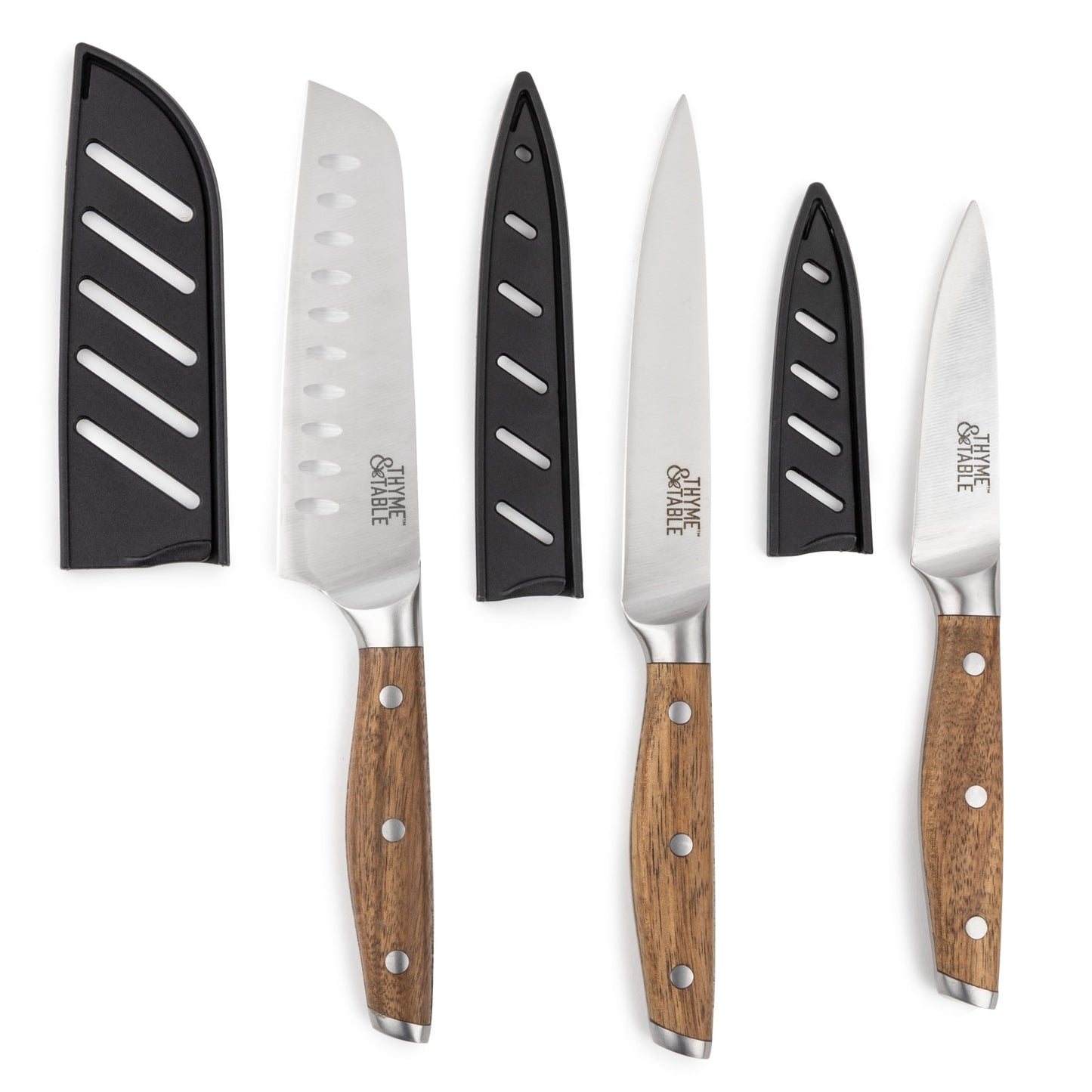 Thyme & Table 3-Piece Set, Acacia Handles with Stainless Steel Blades