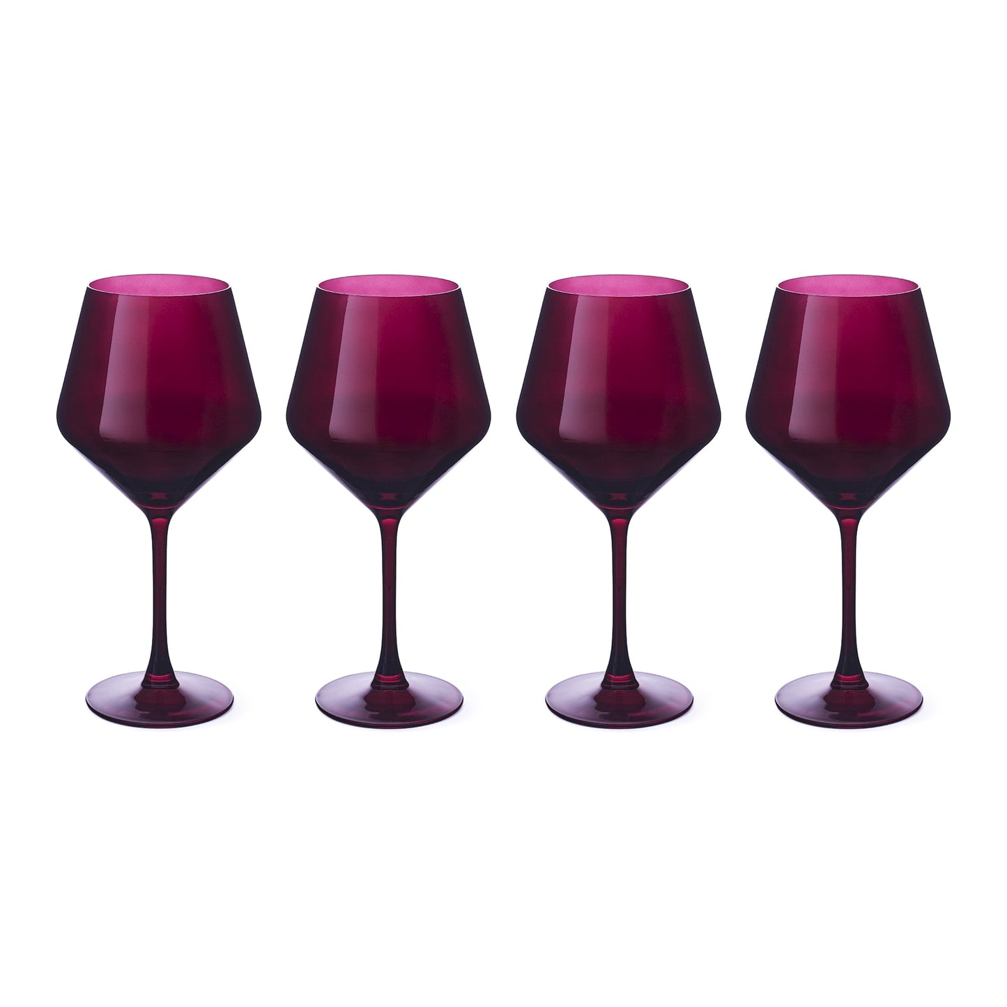 Thyme & Table 4-Pack Angled Wine Glass Set, Iridescent Blue
