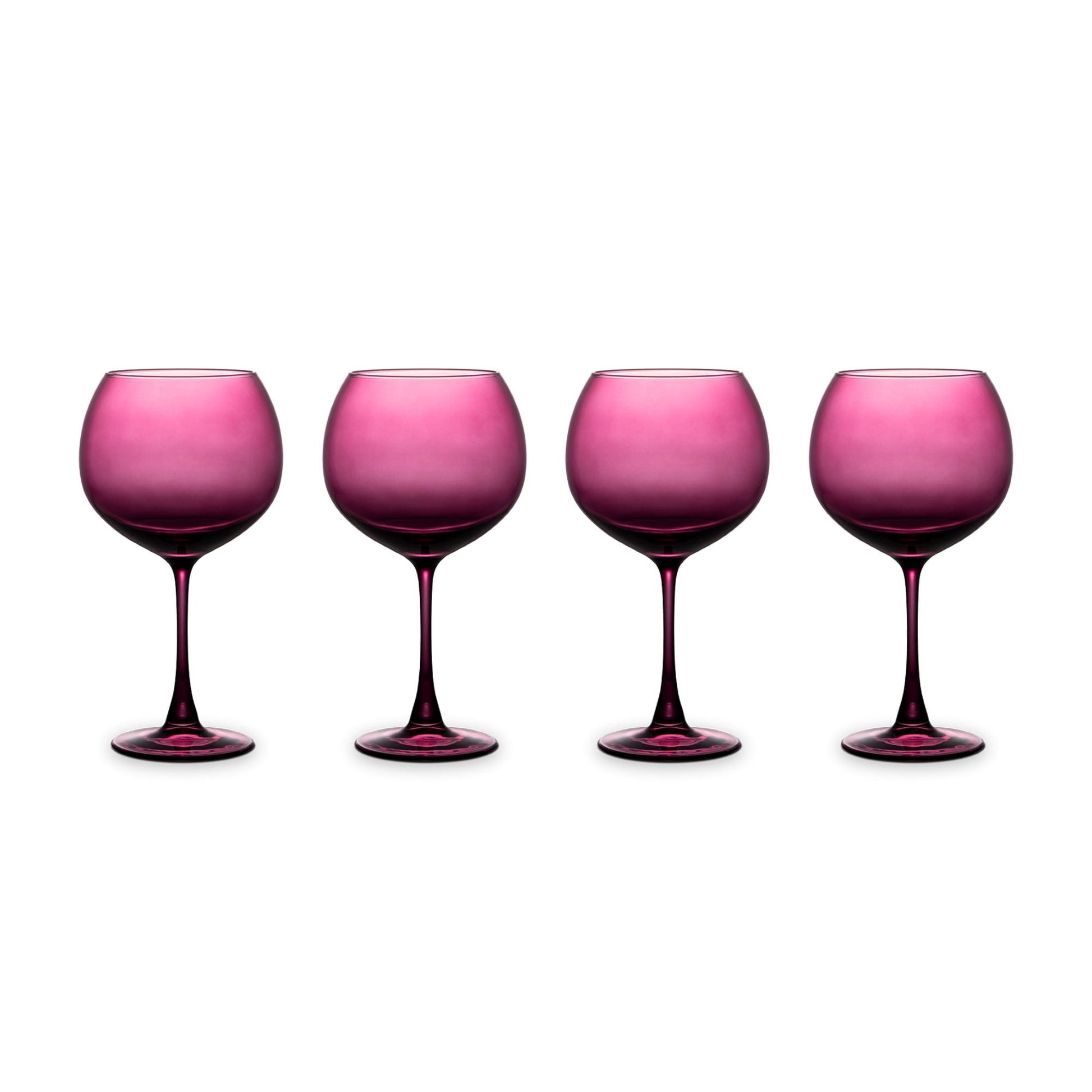 Thyme & Table 21 fl oz Magenta Sphere Stemmed Wine Glasses, Set of 4
