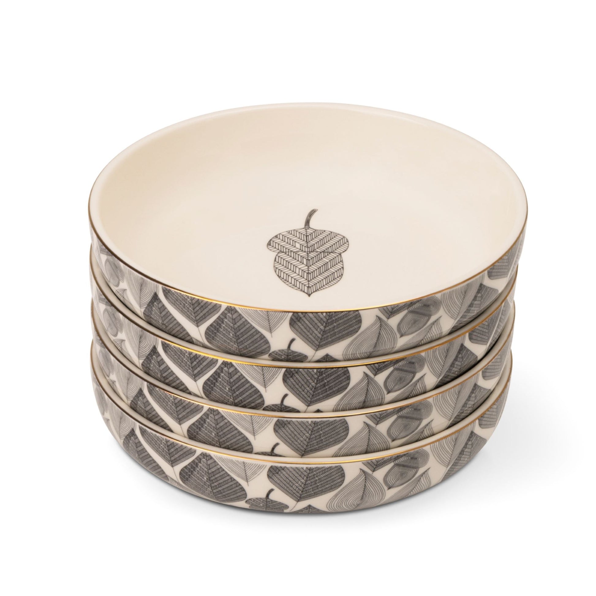 Thyme & Table 4-Pack Stoneware Low Bowls, Red Leaf