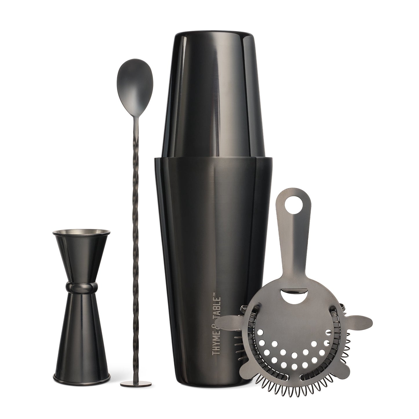 Thyme & Table 4 -Piece Stainless Steel Black Bar Tool Set