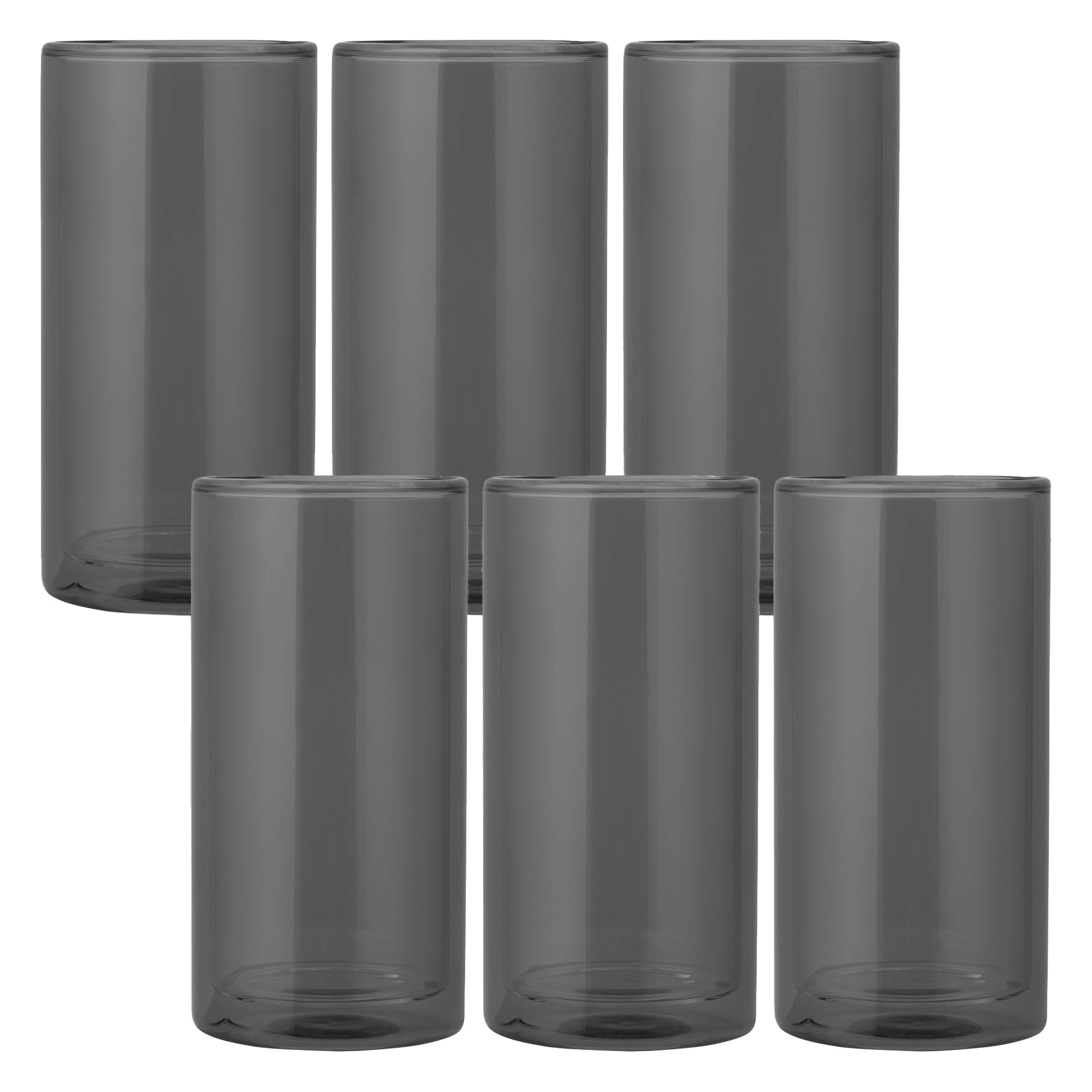 Thyme & Table Vasos de Pared Doble Negros de 16 fl oz, Juego de 6