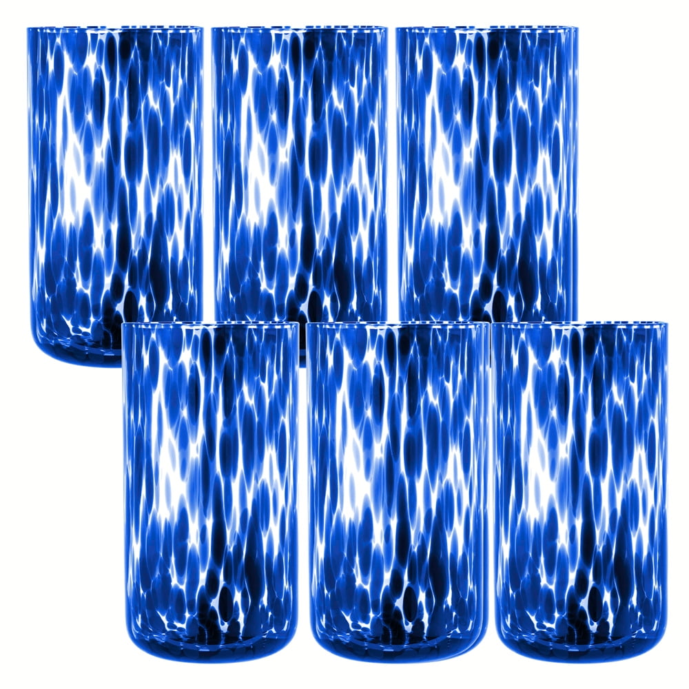 Thyme & Table 20 fl oz Blue Tortoise Drinking Glasses, Set of 6