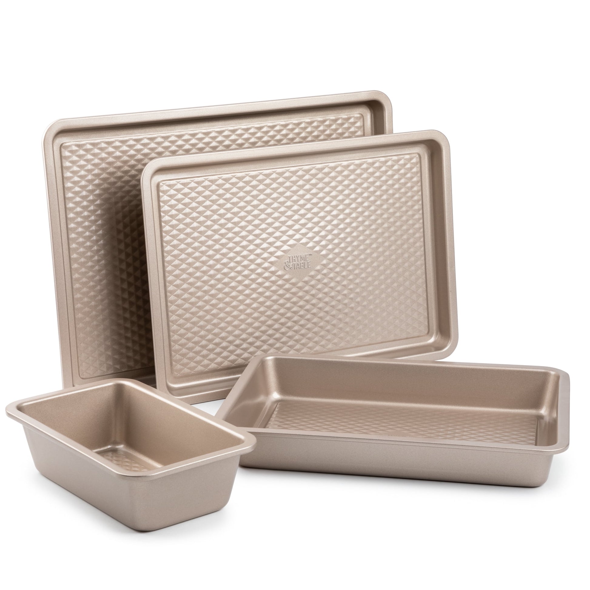 Thyme & Table Non-Stick Aluminized Steel Baking 4pc Set, Champagne Gold