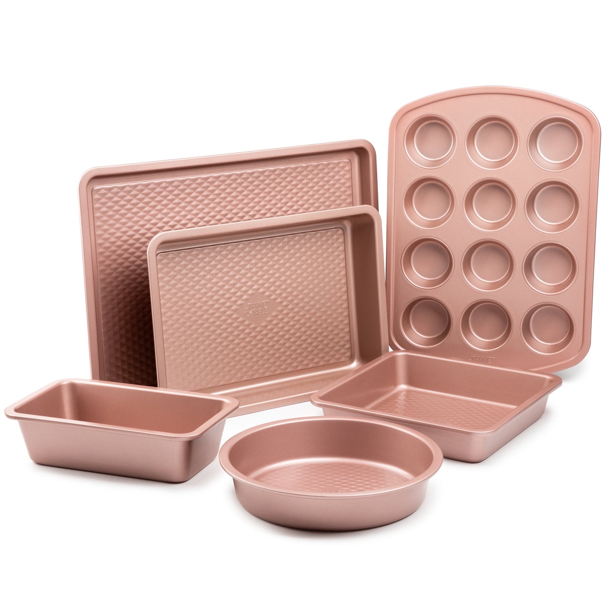 Thyme & Table Non-Stick Aluminized Steel Baking 6 Piece Set, Rose Gold