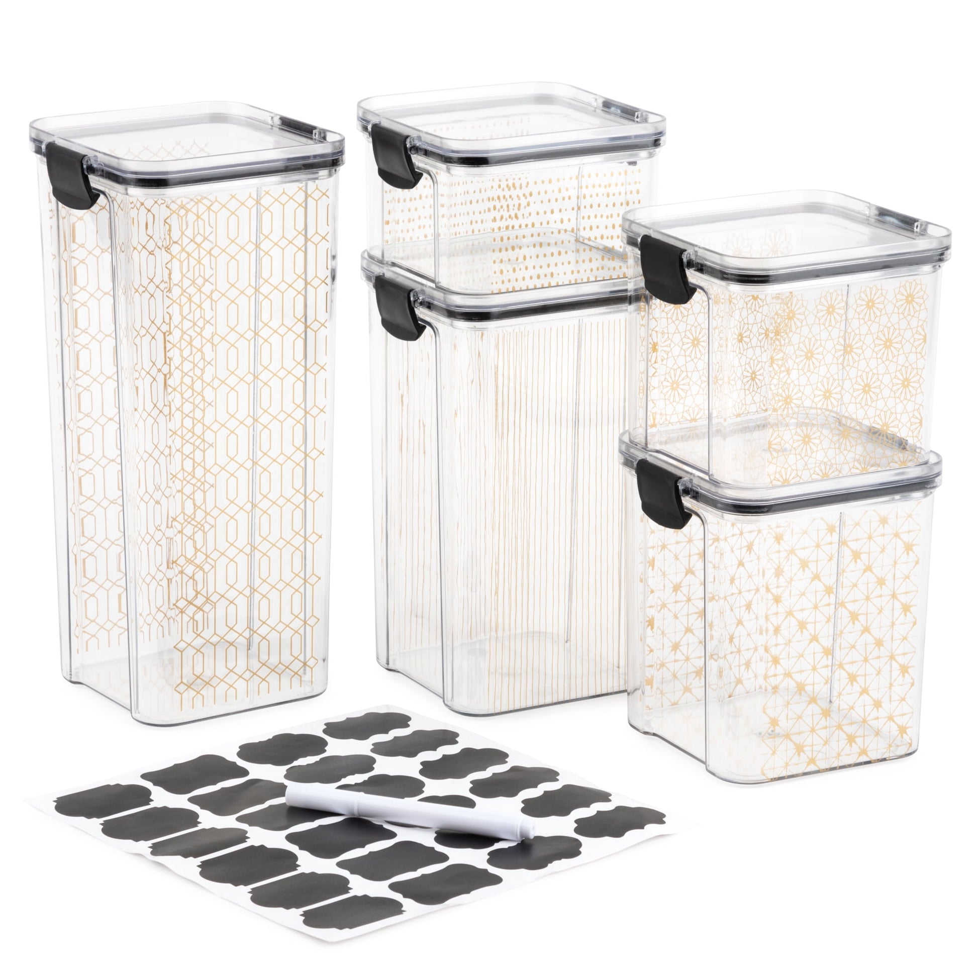 Thyme & Table 10-Piece Food Storage Container Set with Gold Finish and Snap-Lock Lids