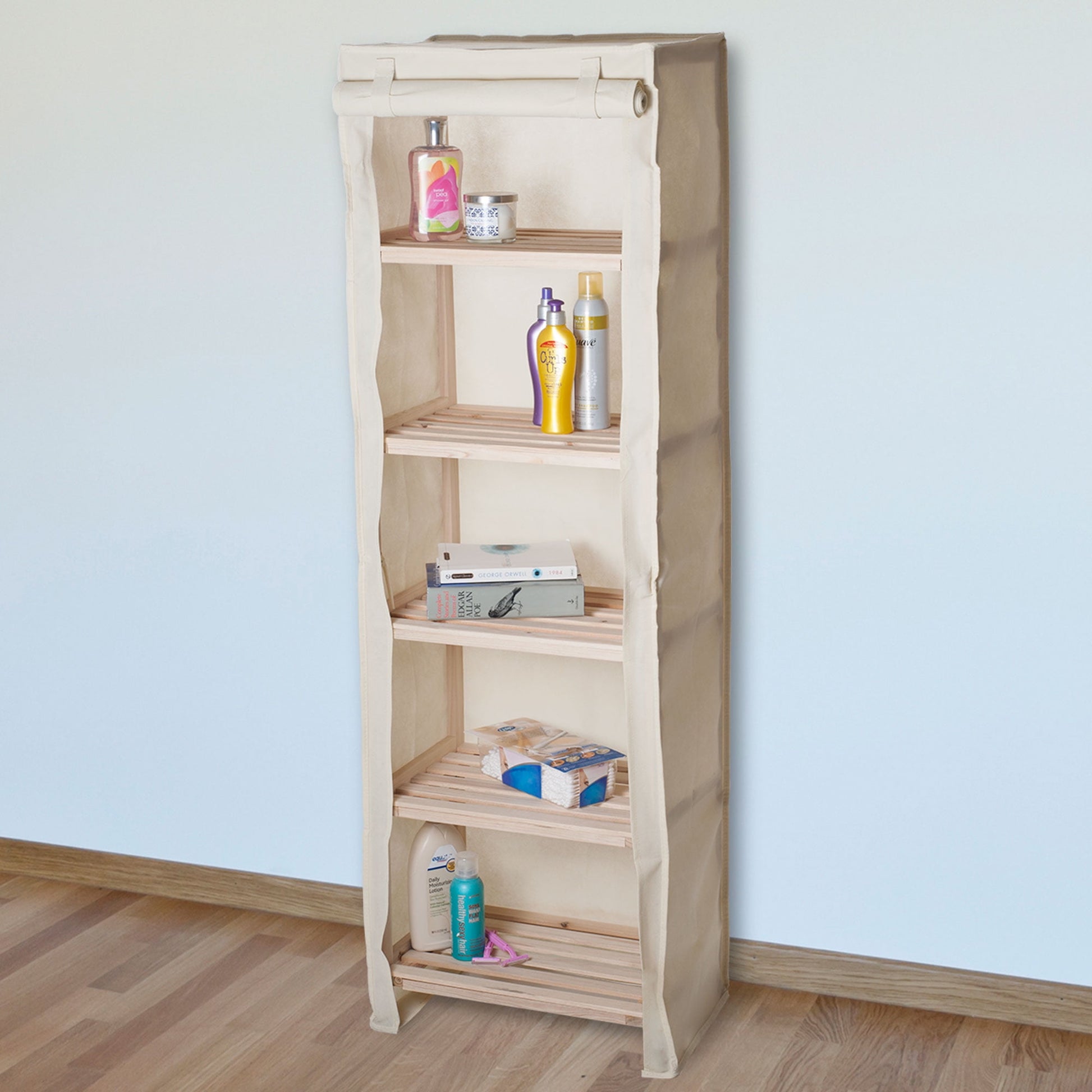 Tiered Wood Storage Shelving Rack With Removable Cover by Lavish Home