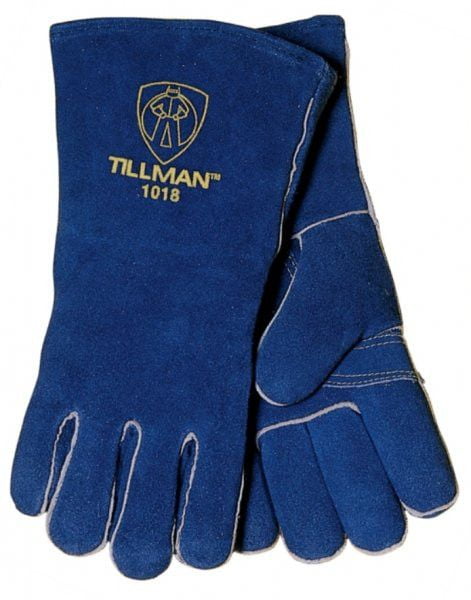 Tillman 1018M Blue Slightly Select Shoulder Split Cowhide Stick Welding Gloves, 14â€ length