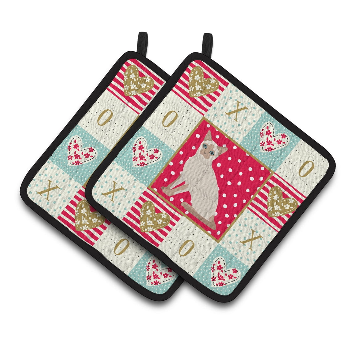 Tonkinese Cat Love Pair of Pot Holders