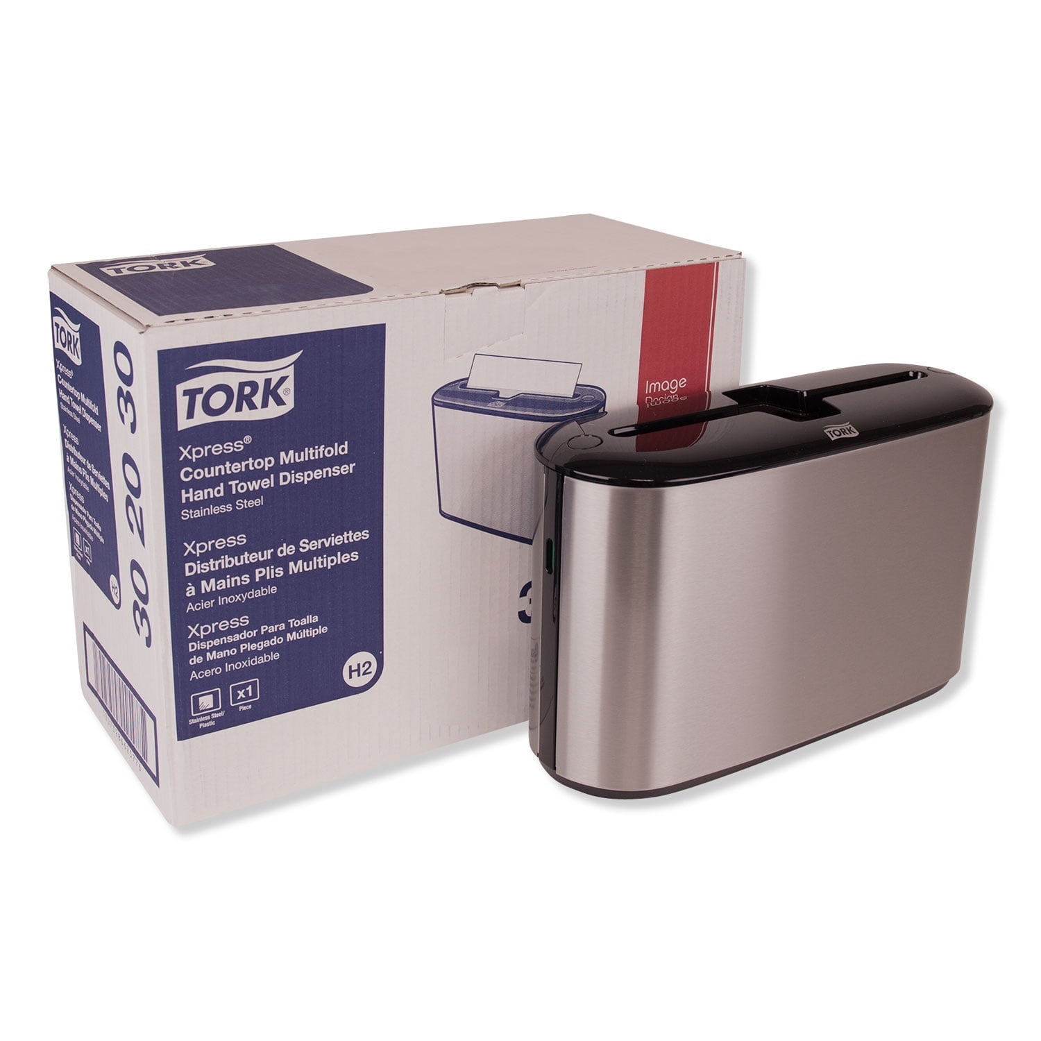 TorkÂ® Xpress Countertop Towel Dispenser, 12.68 X 4.56 X 7.92, Stainless Steel/black