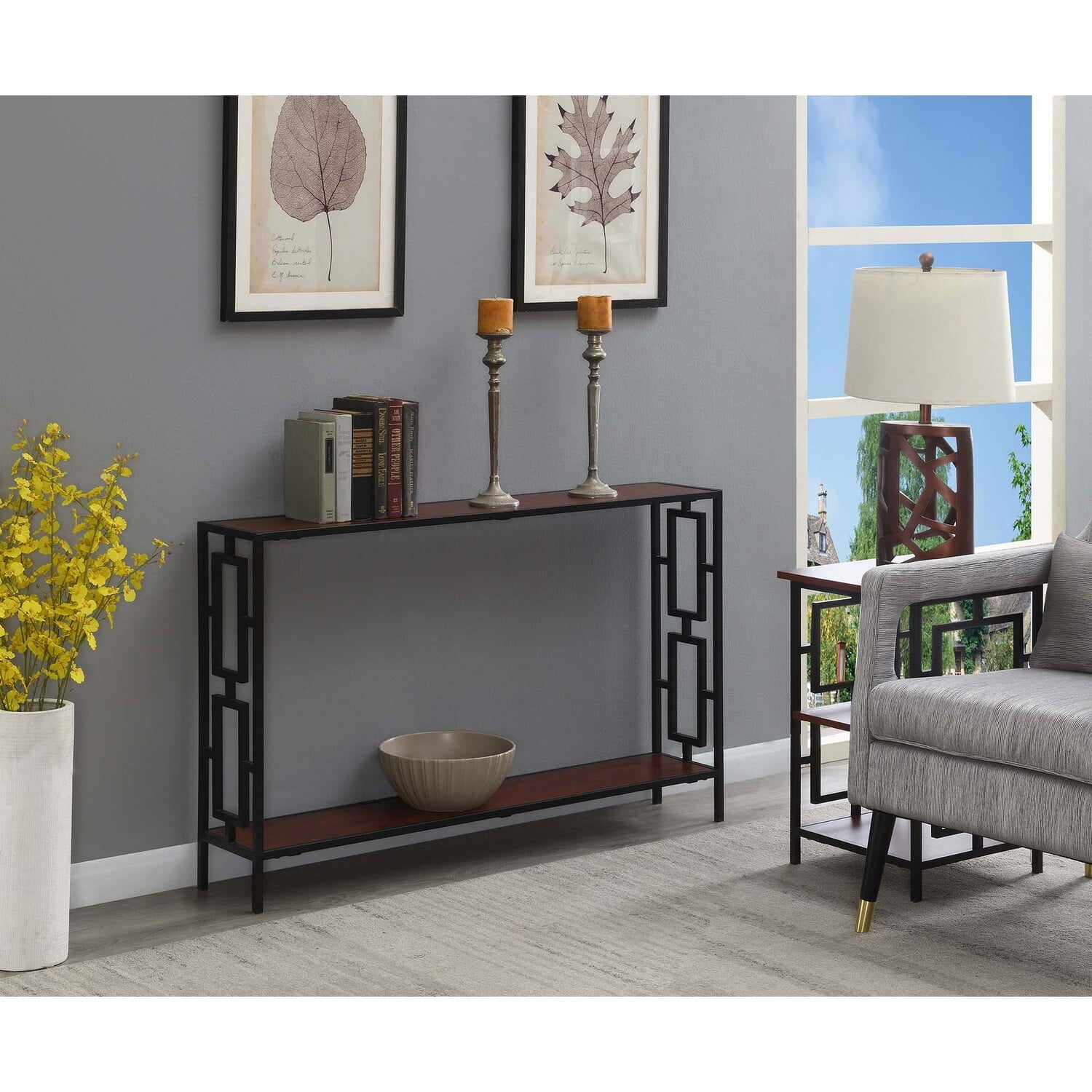 Convenience Concepts Town Square Metal Frame Console Table, Multiple Finishes