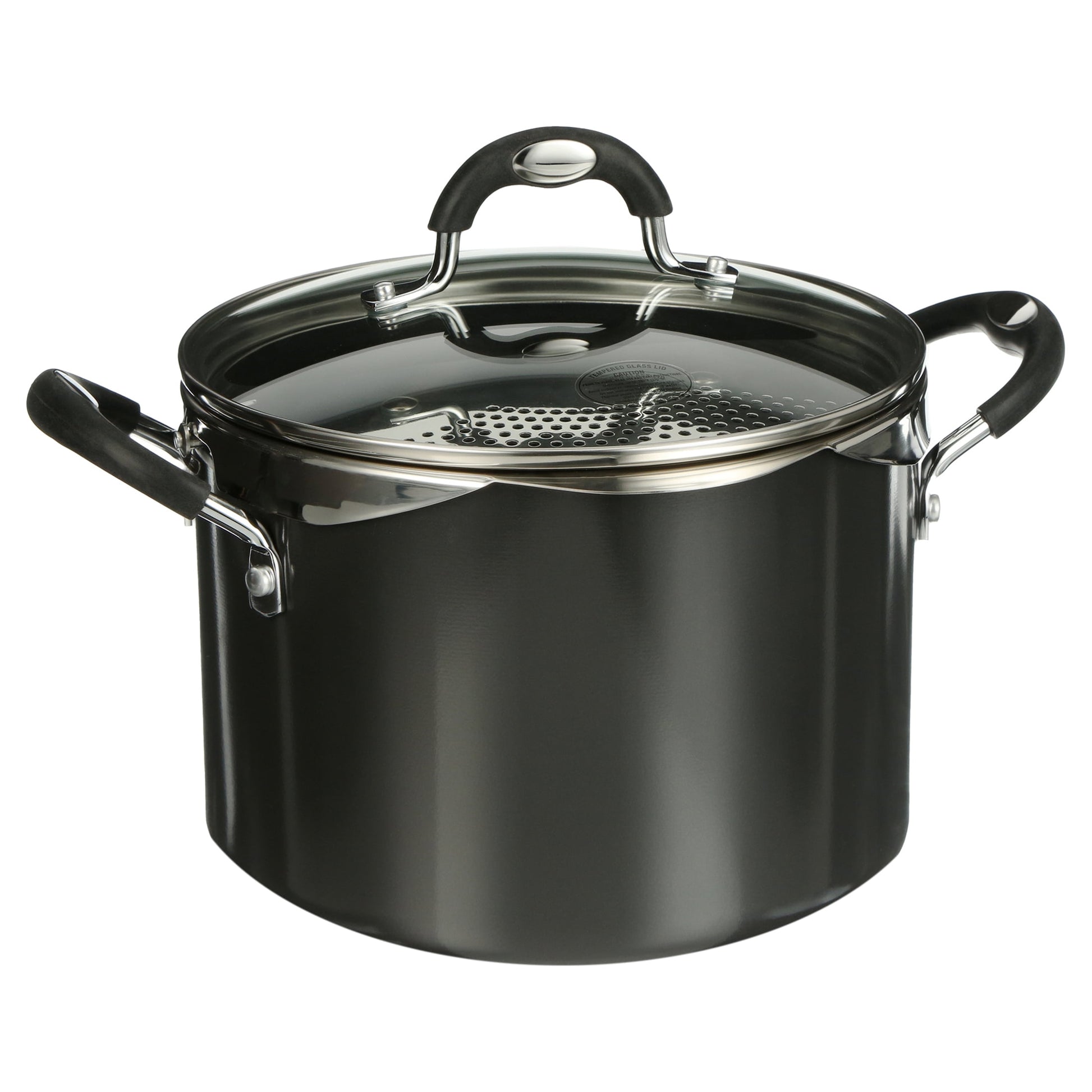 Tramontina 6 Quart Lock and Drain Charcoal Gray Non-Stick Pasta Pot