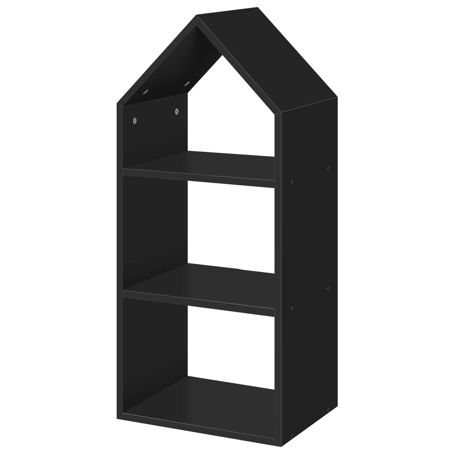 Triangle House Bookshelf in Grain Black Stylish Storage Solution for Home Office Modern Design Durable Construction Multifunctional Display Rack Creates Unique Decor Space Saver Bookshelf