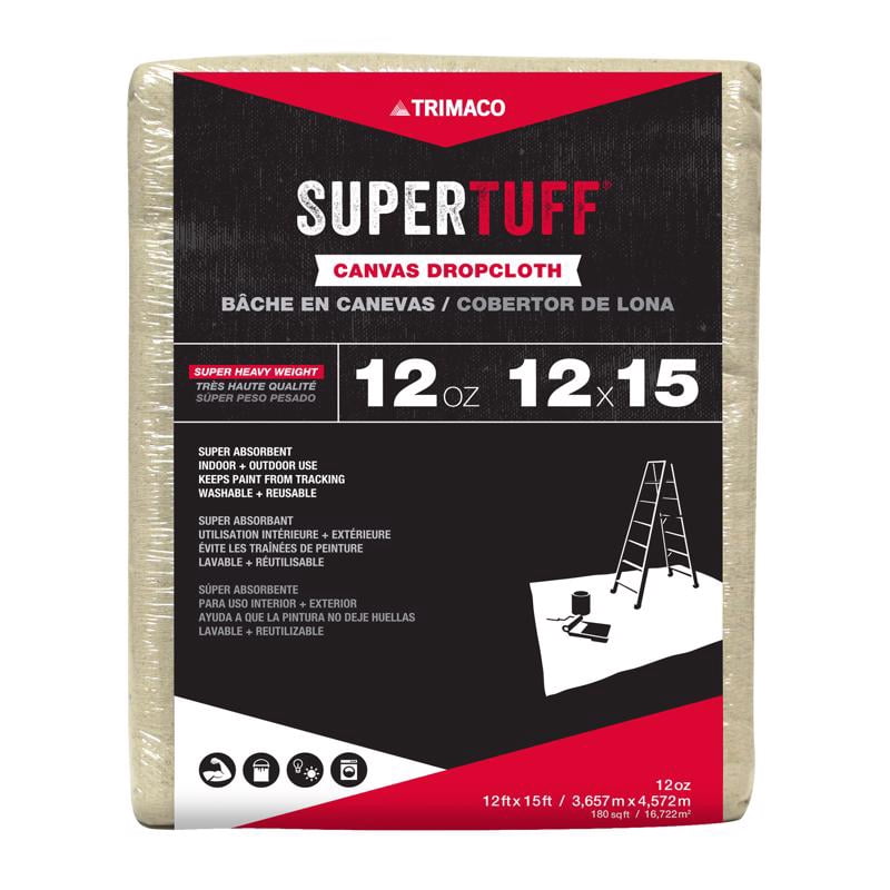 Trimaco Supertuff 12 Ft. W X 15 Ft. L 12 Canvas Drop Cloth 1 Pk