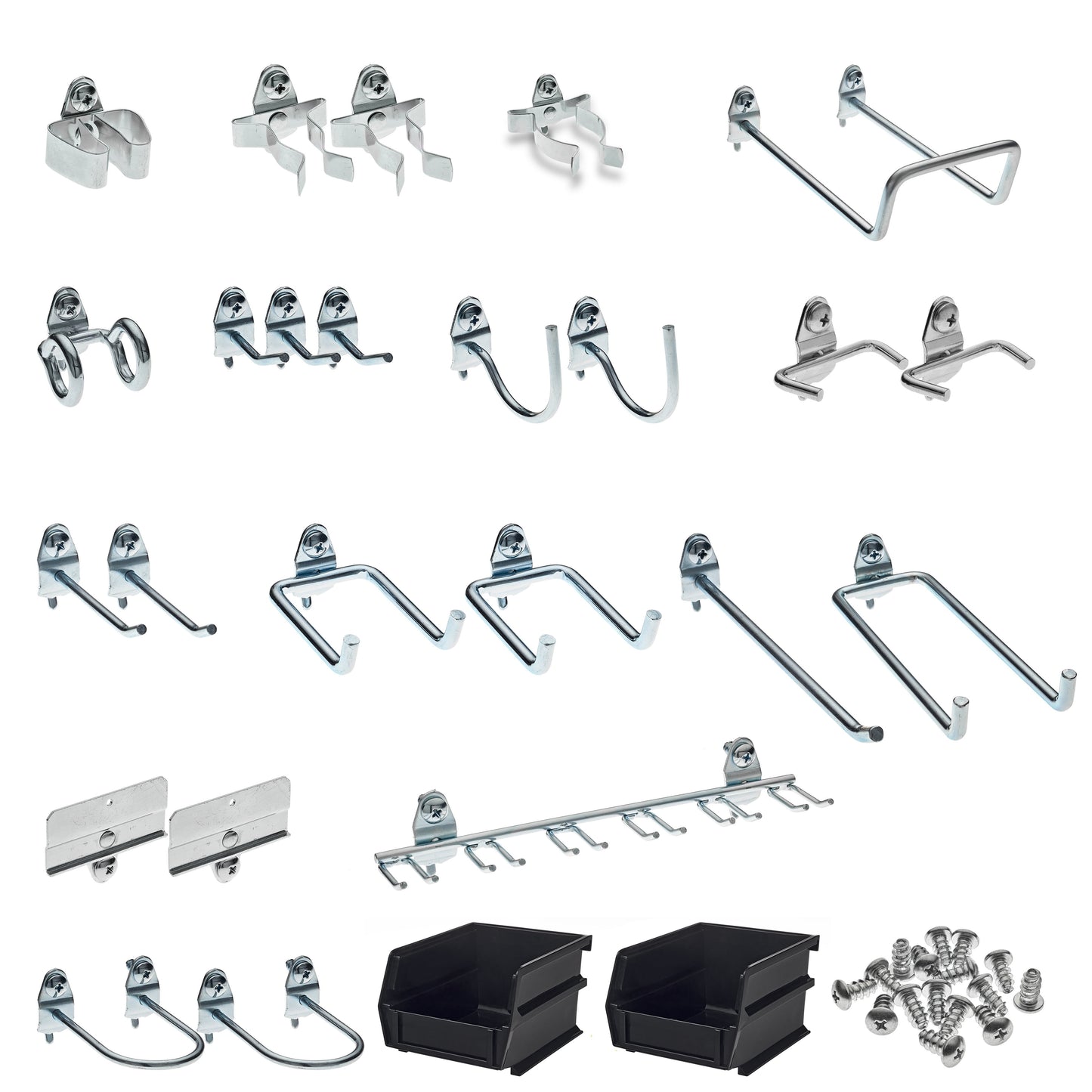 Triton ProductsÂ® 26-Piece Steel Pegboard Hook & Plastic Bin Kit, 24 Hooks & 2 Bins