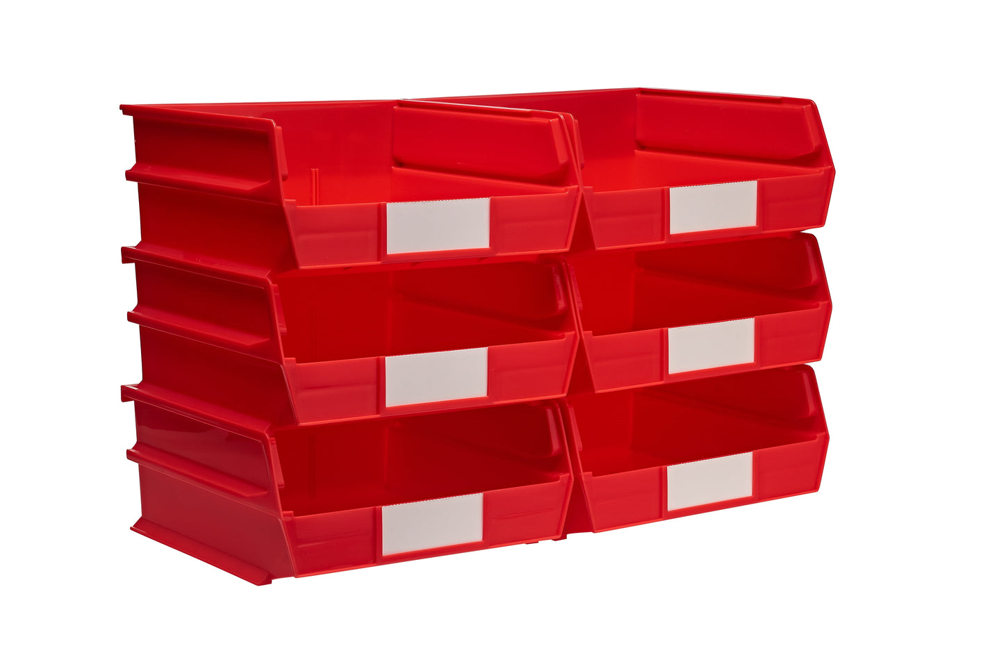 Triton Products 3-235R 10-7/8"L x 11"W x 5"H Stacking, Hanging, Interlocking Polypropylene Bins, 6ct