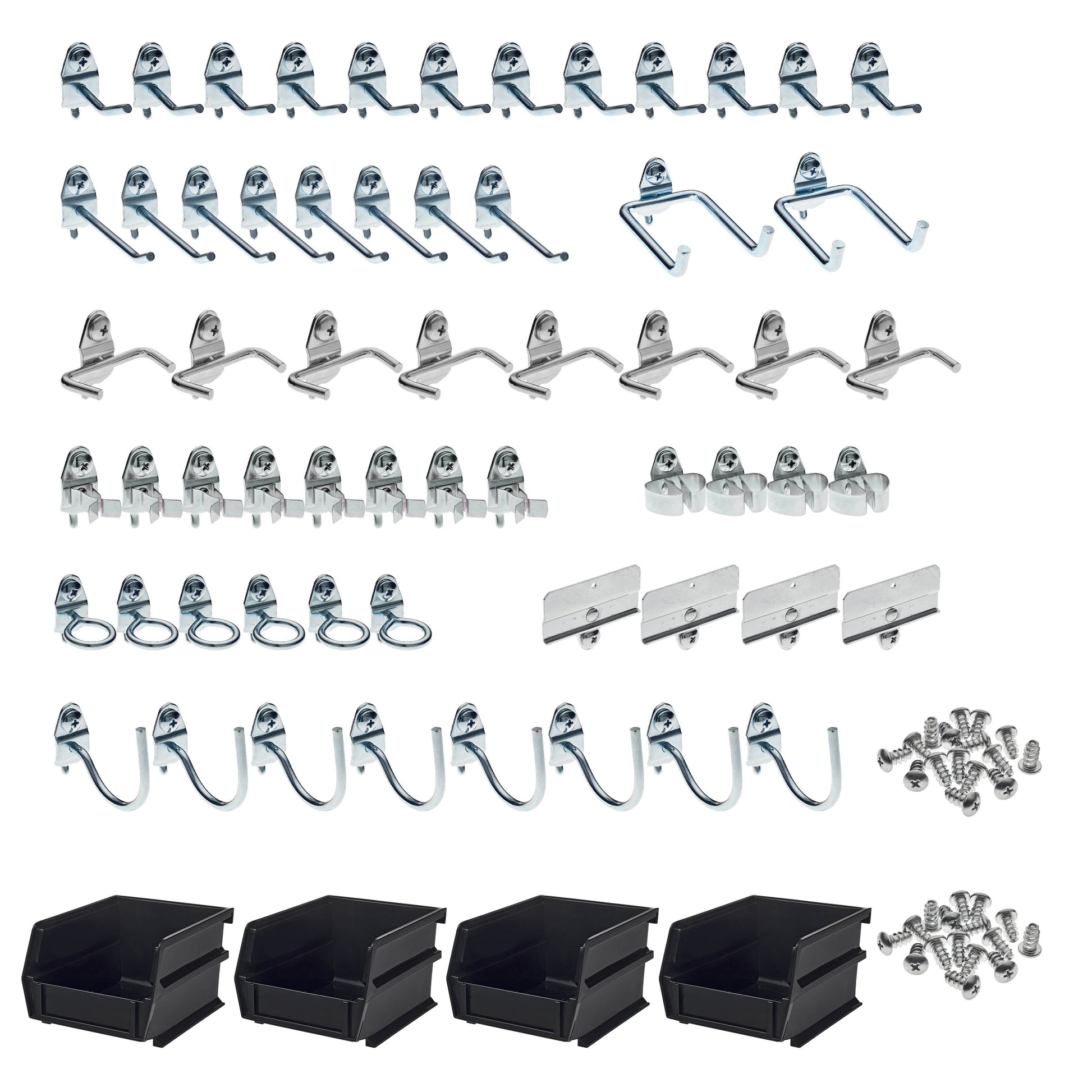 Triton ProductsÂ® 64-Piece Steel Pegboard Hook & Plastic Bin Kit, 60 Hooks & 4 Bins, Model# 76964