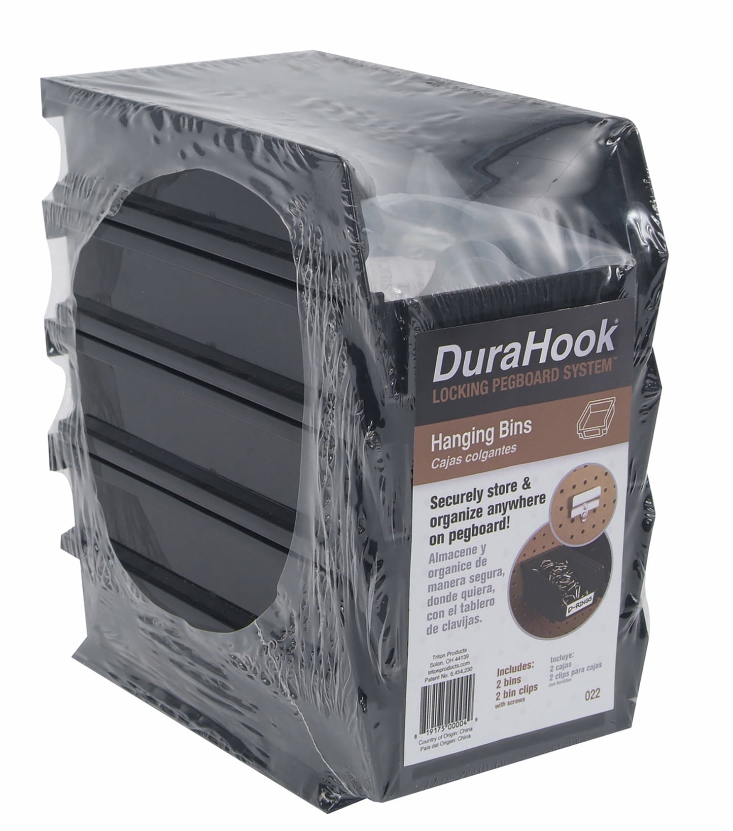Triton ProductsÂ® 7-3/8 In. L x 4-1/8 In. W x 3 In. H Black Polypropylene Hanging Bin & BinClip Kit, 4 Pack