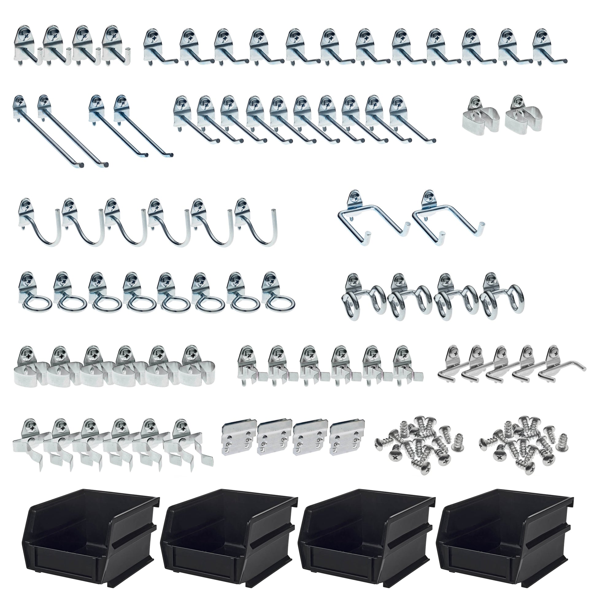 Triton ProductsÂ® 83-Piece Steel Pegboard Hook & Plastic Bin Kit, 79 Hooks & 4 Bins