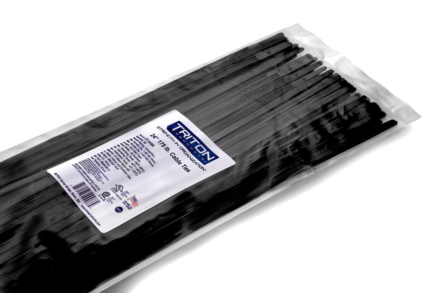 Triton ProductsÂ® Heavy Duty 24" Black Zip Ties, 50/PK