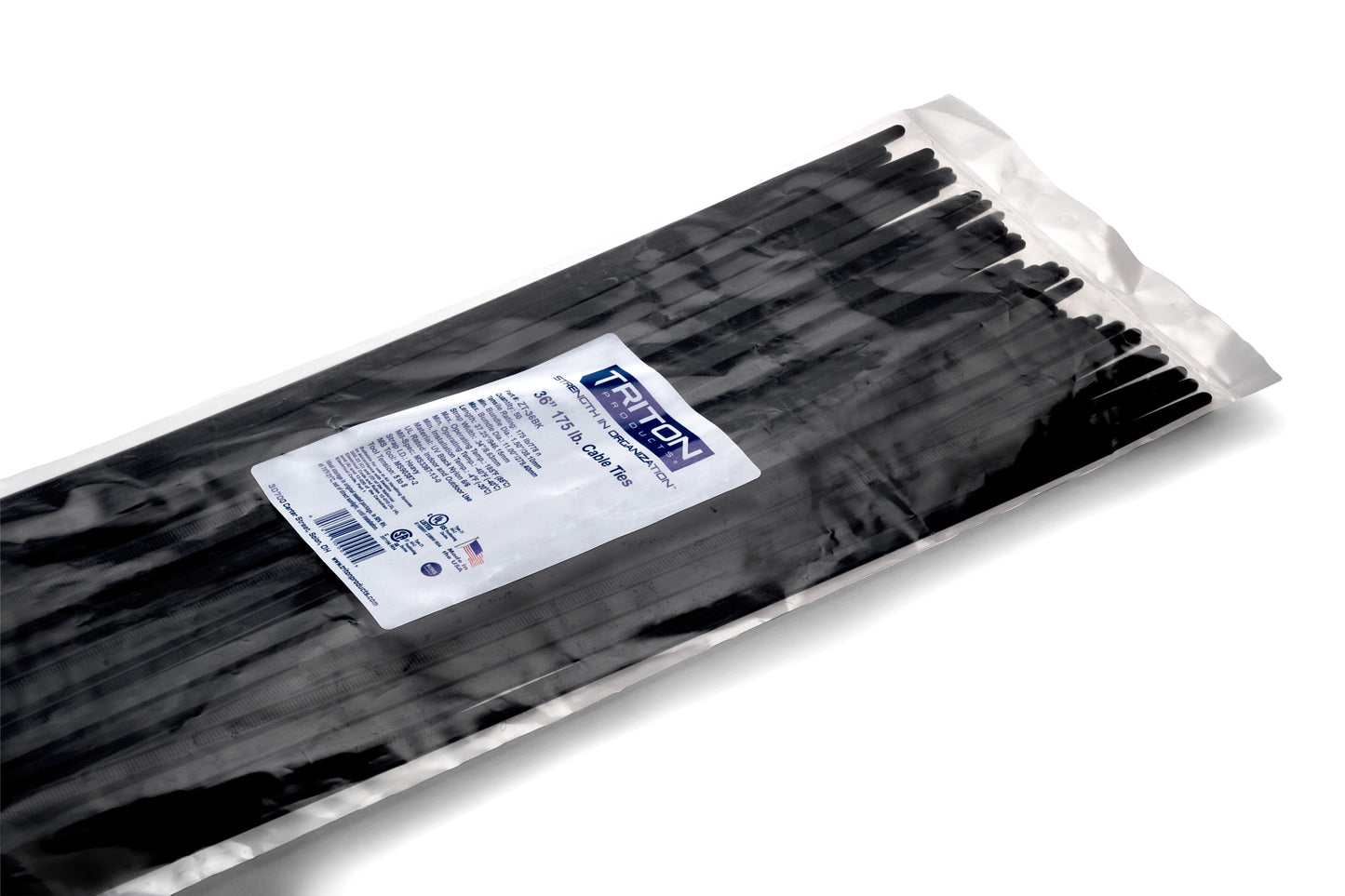 Triton ProductsÂ® Heavy Duty 36" Black Zip Ties, 50/PK
