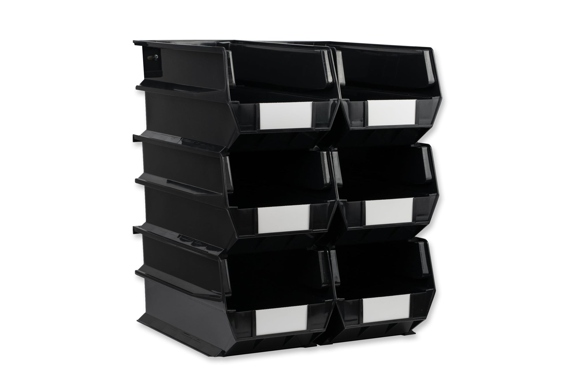 Triton Products LocBin 14-3/4 In. L x 8-1/4 In. W x 7 In. H Black Stacking, Hanging, Interlocking Polypropylene Bins, 6 CT