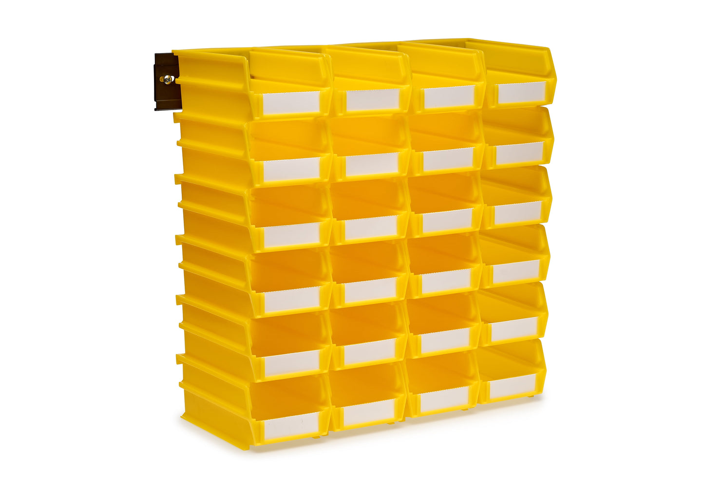 Triton ProductsÂ® LocBin 26-Piece Wall Storage Unit with 7-3/8"L x 4-1/8"W x 3"H Interlocking Poly Bins, 24ct, Wall Mount Rails 8-3/4"L with Hardware, 2pk