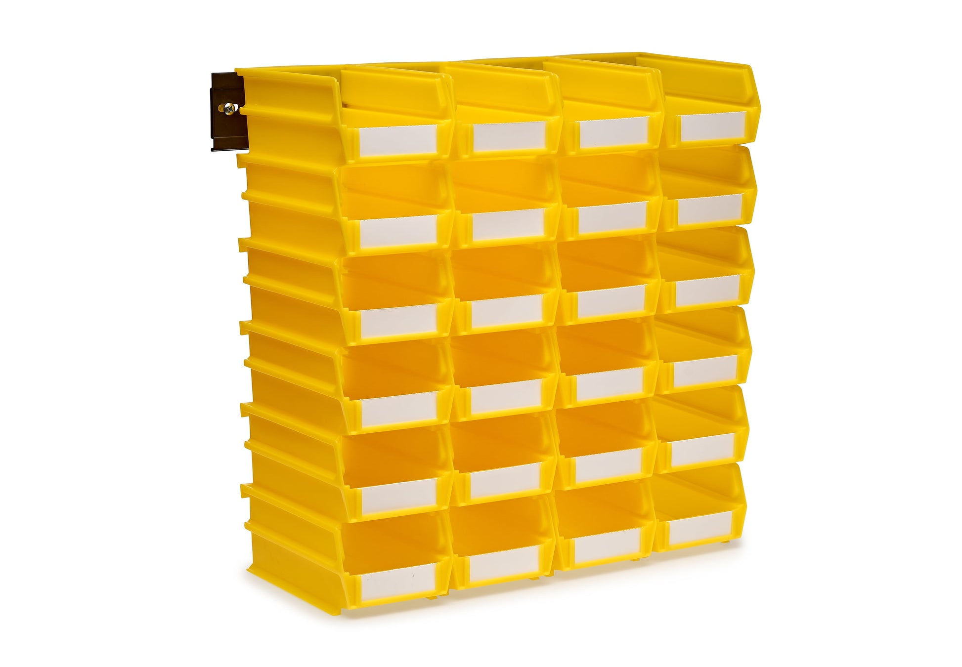 Triton ProductsÂ® LocBin 26-Piece Wall Storage Unit with 7-3/8"L x 4-1/8"W x 3"H Interlocking Poly Bins, 24ct, Wall Mount Rails 8-3/4"L with Hardware, 2pk