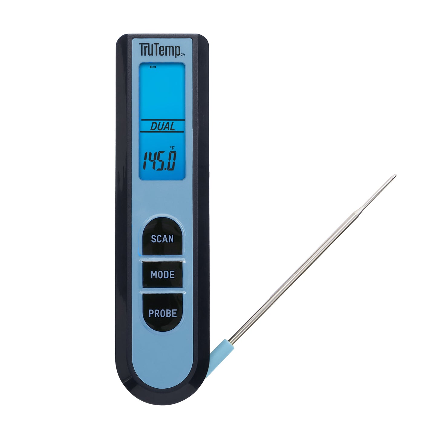 TruTemp Battery Powered Dual Function Infrared Digital Thermometer Plus Meat Probe, Blue