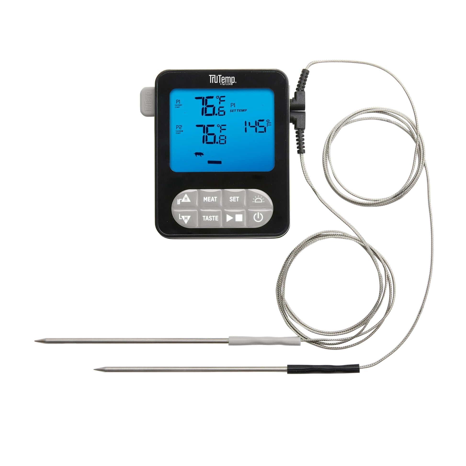 TruTemp Digital Dual Probe Programmable Meat Thermometer for Grilling, Smoking, & Cooking, Gray