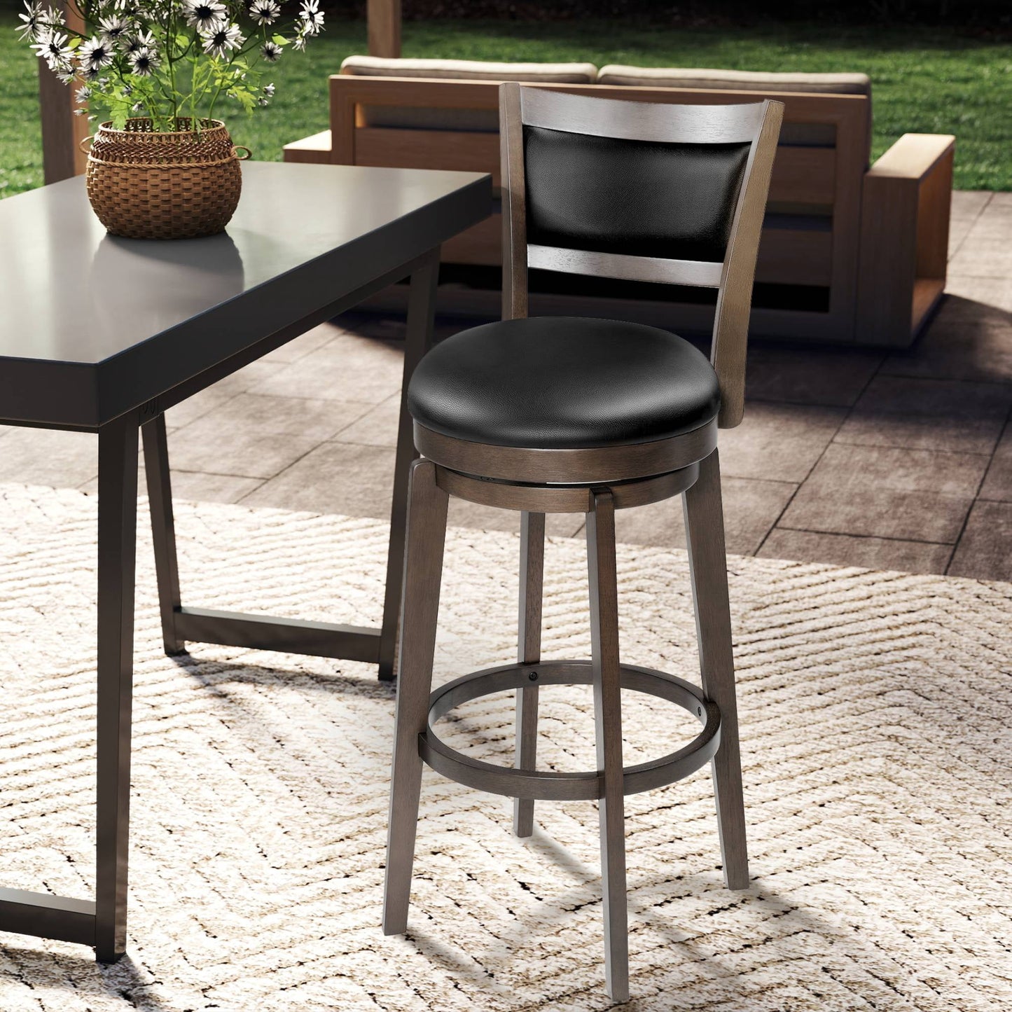 TrumanPick 26 Inch Counter Height Bar Stool Kitchen Island Swivel Barstools with High Back Chair Seat for Kitchen Dinning room,1 Pack
