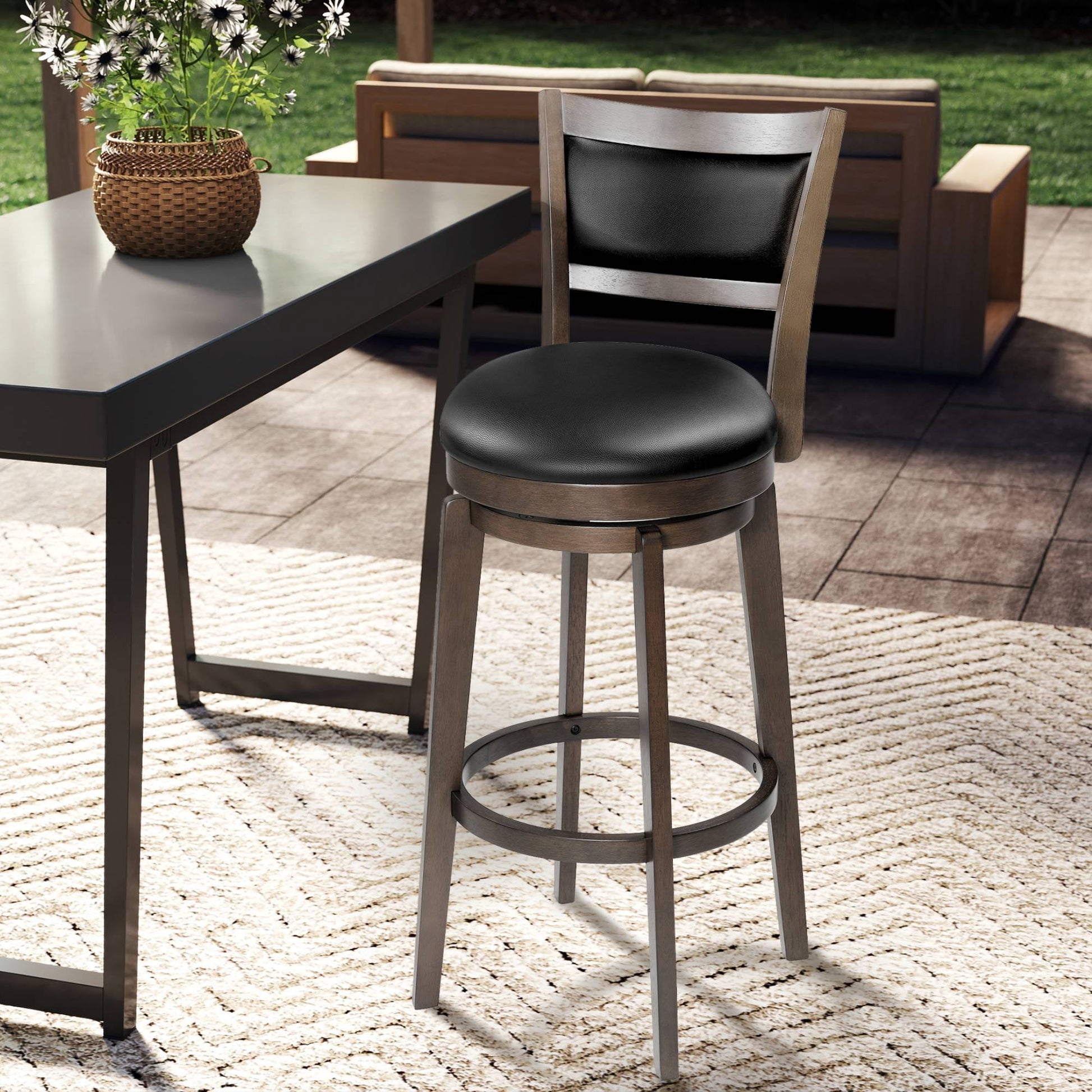 TrumanPick 26 Inch Counter Height Bar Stool Kitchen Island Swivel Barstools with High Back Chair Seat for Kitchen Dinning room,1 Pack