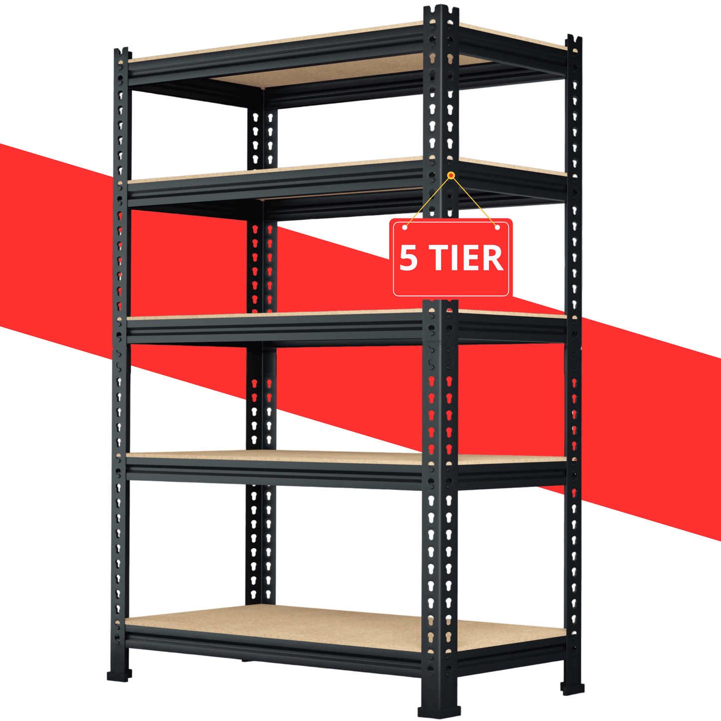 TrumanPick 5 Tire Storage Shelves 28" W x 12" D x 59" H Metal Utility Shelving Unit Adjustable Heavy Duty Garage Storage Rack for Kitchen Basement Pantry Warehouse Cloest, 1325lbs, Black