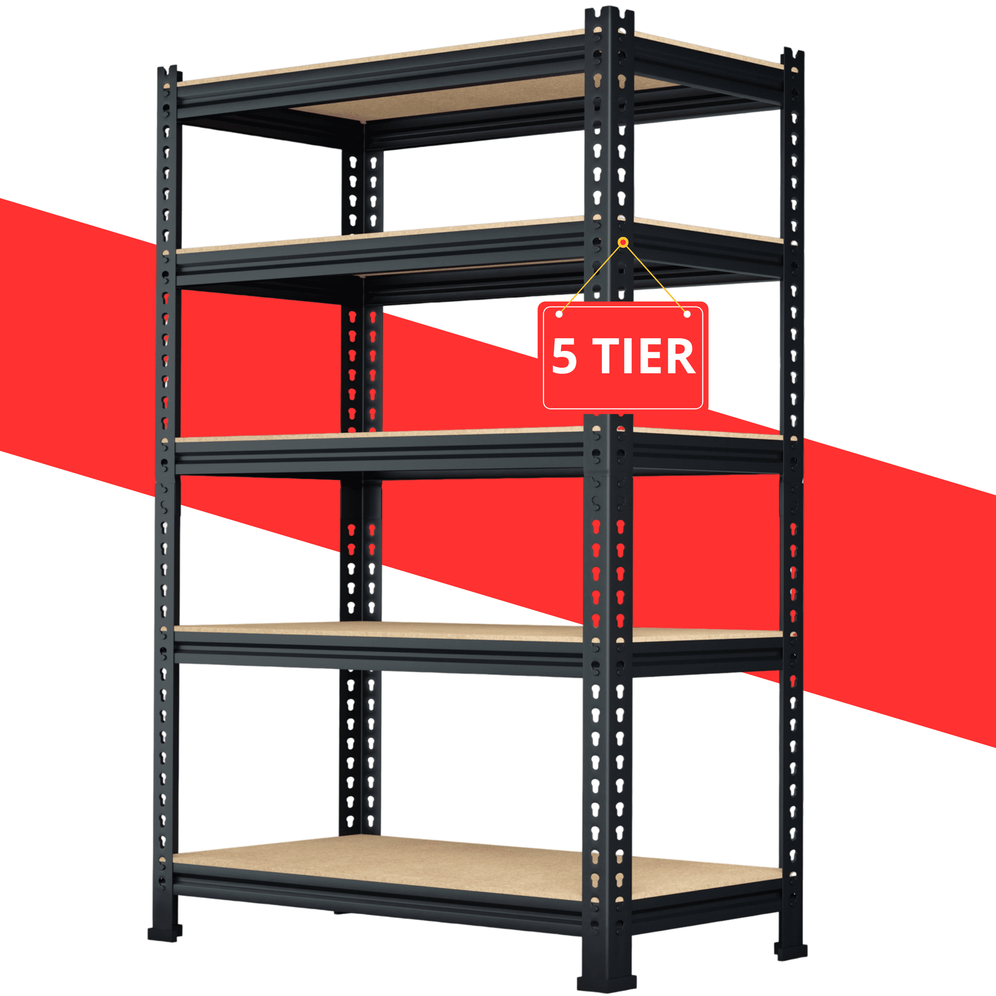 TrumanPick 5 Tire Storage Shelves 28" W x 12" D x 59" H Metal Utility Shelving Unit Adjustable Heavy Duty Garage Storage Rack for Kitchen Basement Pantry Warehouse Cloest, 1325lbs, Black