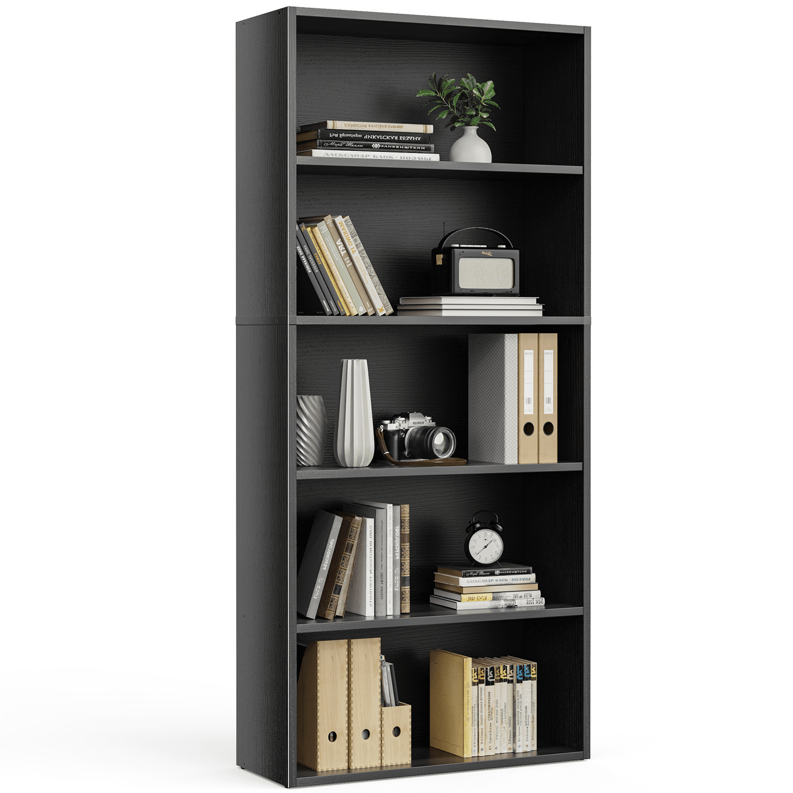 TrumanPick Black Industrial 6 Shelf Bookcase - Large 63 Inch Tall Floor Standing Open Bookshelf for Home Office, Living Room, and Bedroom Storage