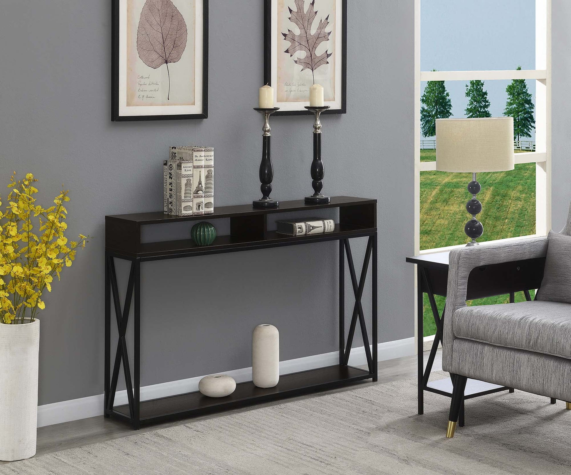 Convenience Concepts Tucson Deluxe 2 Tier Console Table, Multiple Finishes