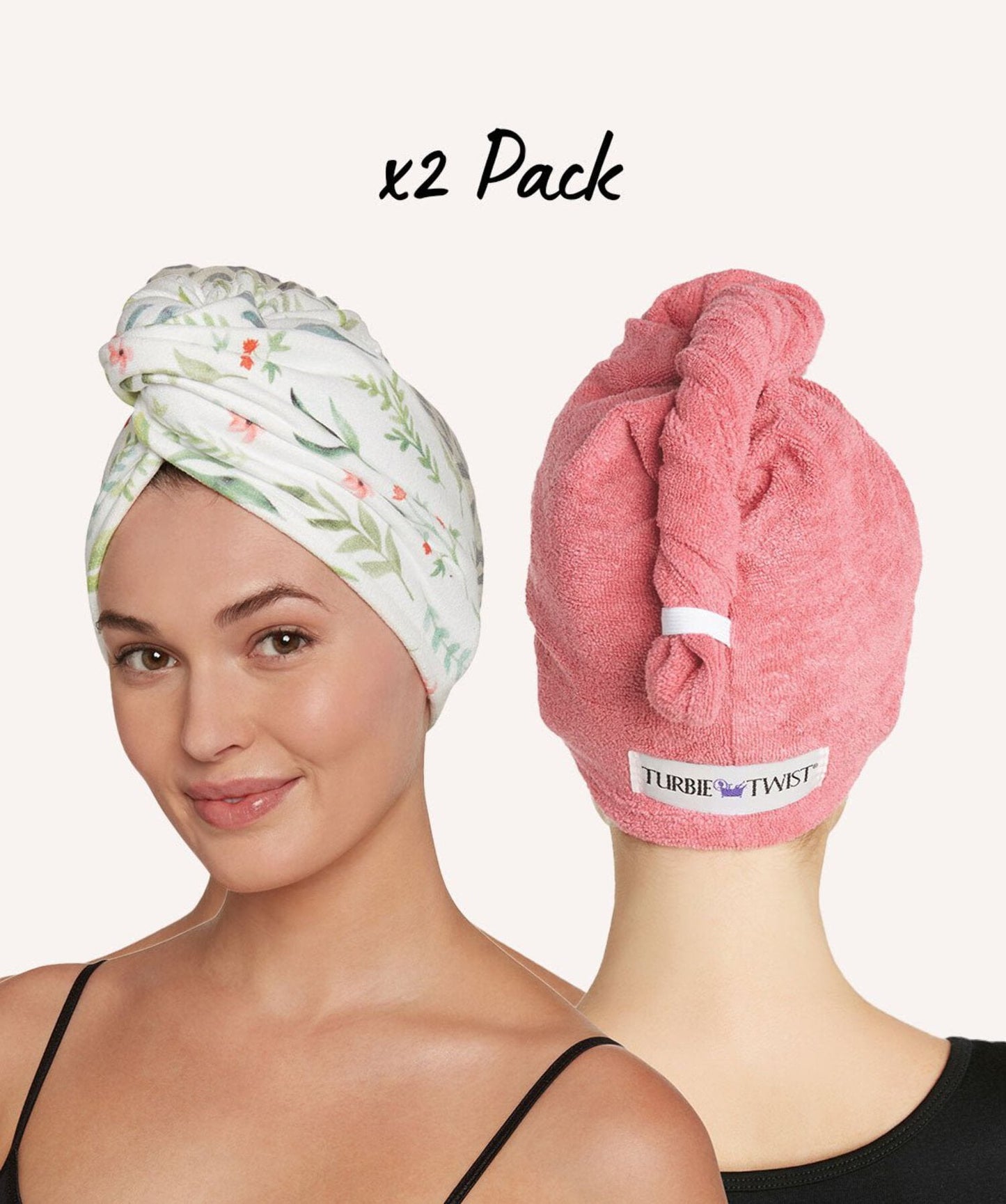 Turbie Twist Toalla de Microfibra para el Cabello - Paquete de 2 - para Mujer, Hombres y NiÃ±os - Esencial para Viajes y BaÃ±o - Turbante de Secado RÃ¡pido para Cabello Rizado, Largo y Grueso (Bermuda, MelocotÃ³n)