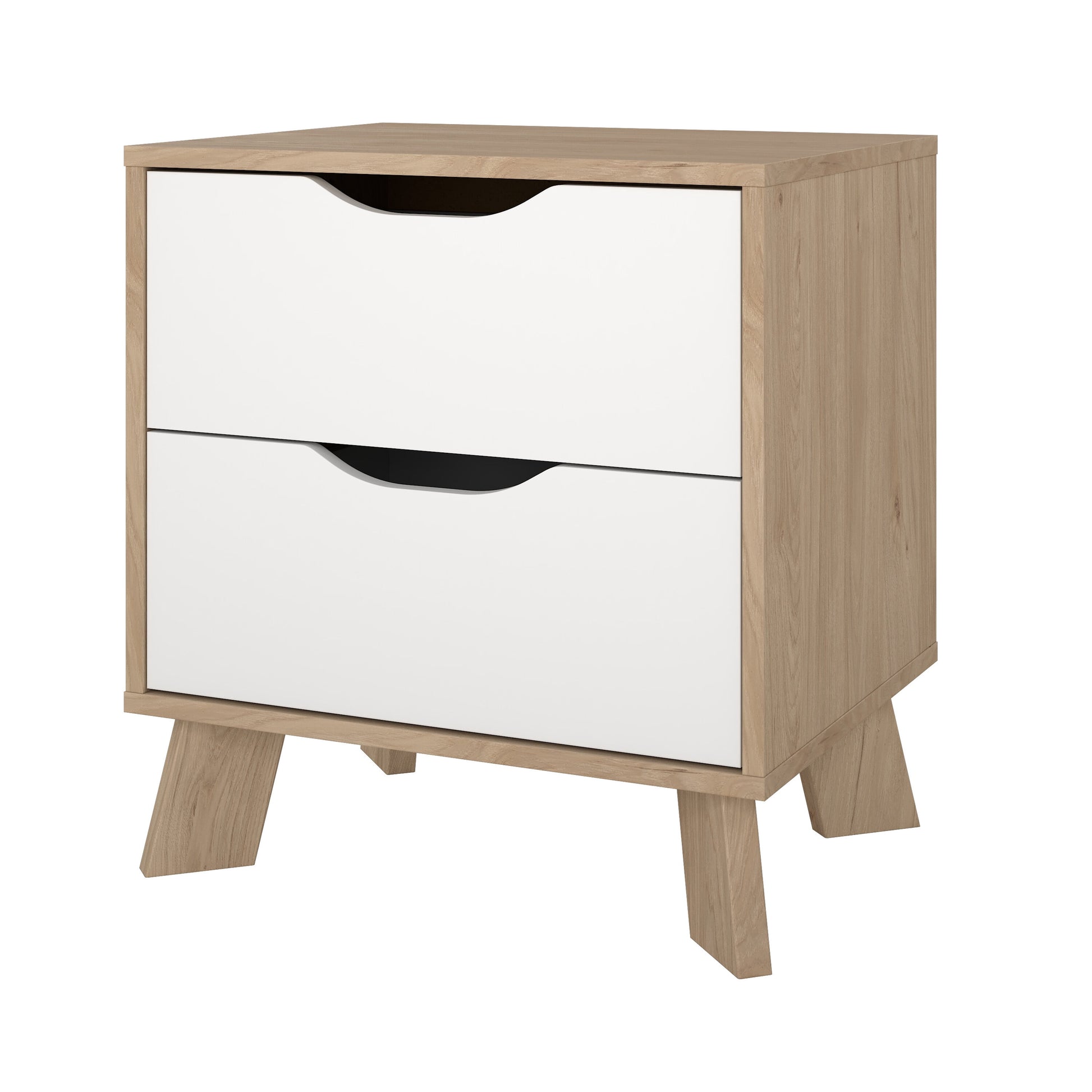 Tvilum Ikast 2 Drawer Bedroom Nightstand for Adults, Jackson Hickory/White