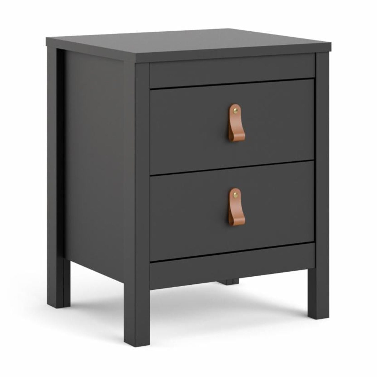 Tvilum Madrid 2 Drawer Bedroom Nightstand for Adults, Black Matte