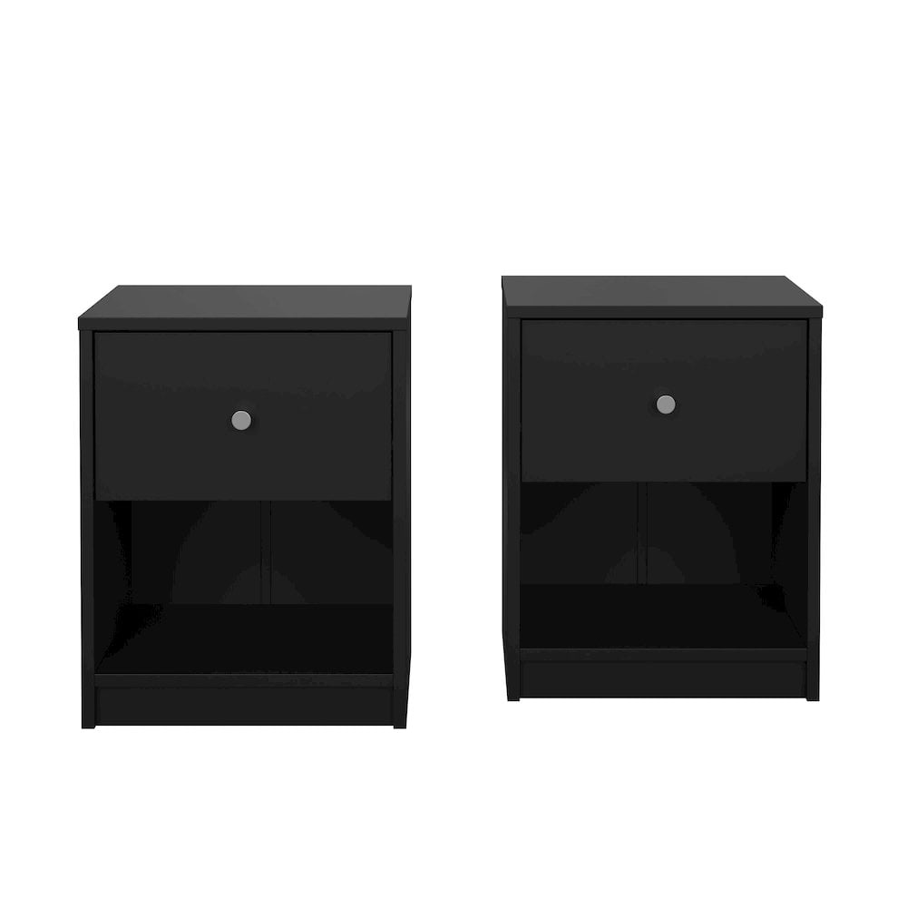 Tvilum  Portland Black 1 Drawer  Set of 2 Nightstand