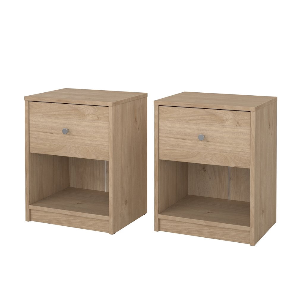 Tvilum Portland Jackson Hickory 1 Drawer   Nightstand Set of 2